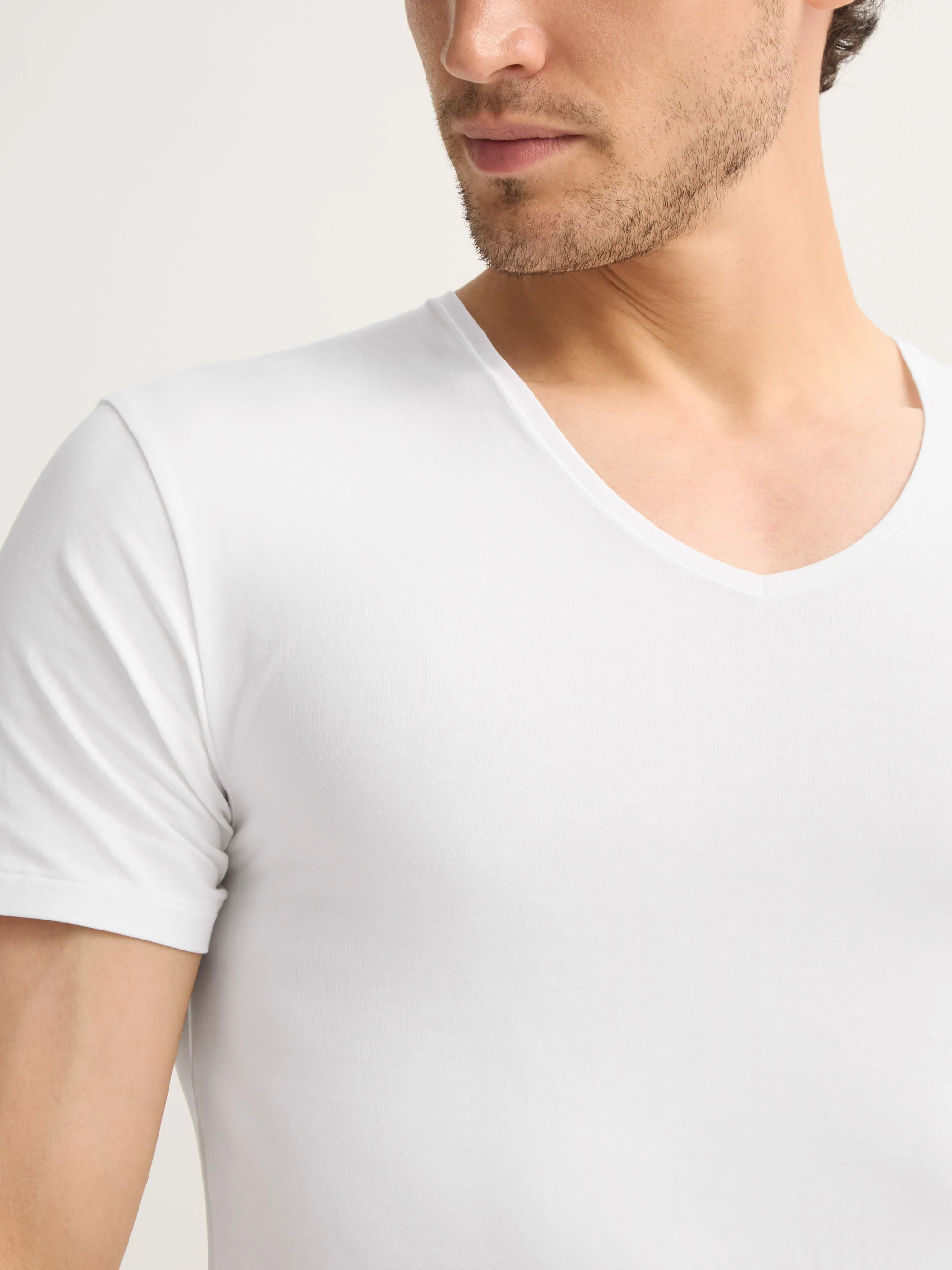 Men's Underwear V-Neck T-Shirt Jack Pima Cotton Stretch White - Image 6