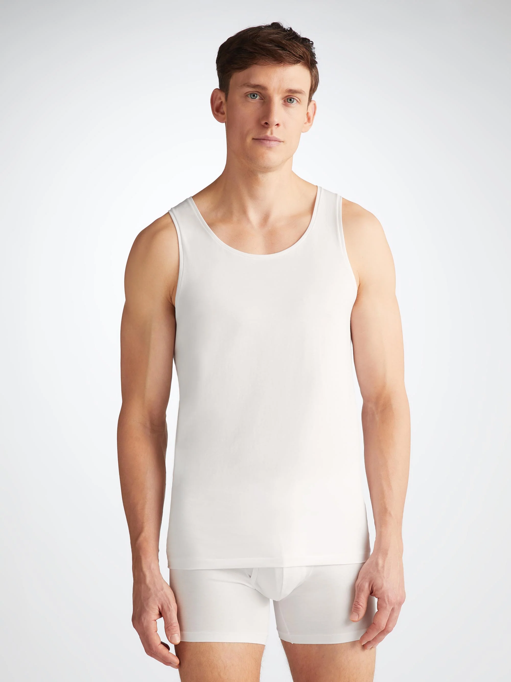 Men's Underwear Vest Jack Pima Cotton Stretch White - Image 3