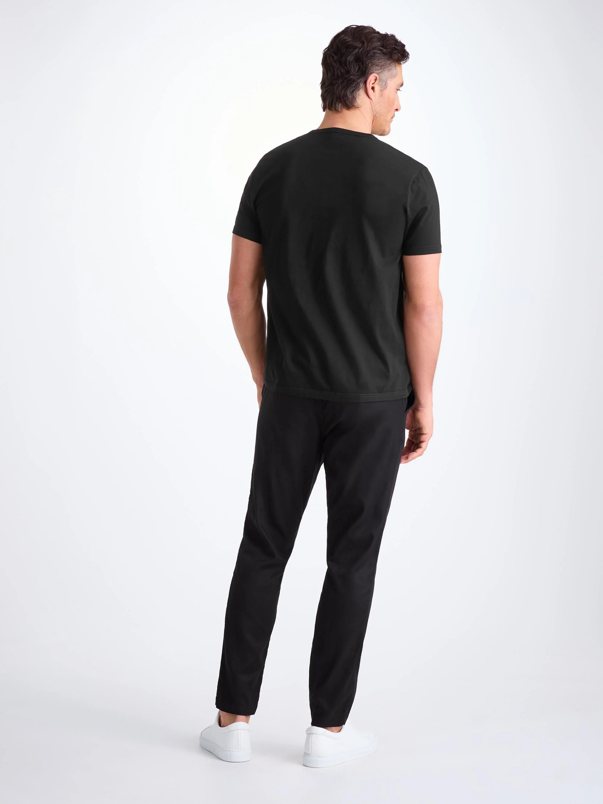 Men's V-Neck T-Shirt Barny Pima Cotton Black - Image 4