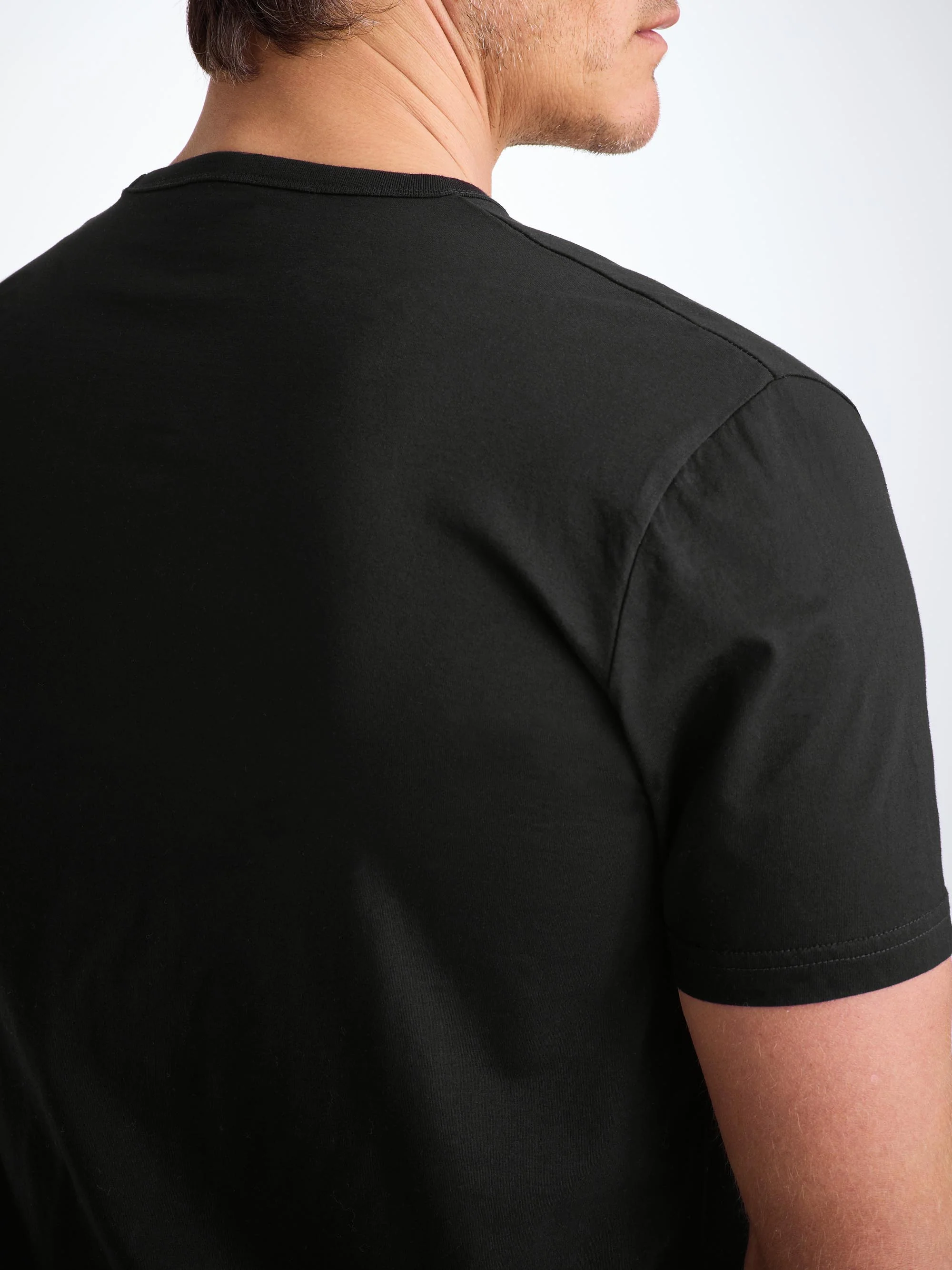 Men's V-Neck T-Shirt Barny Pima Cotton Black - Image 6