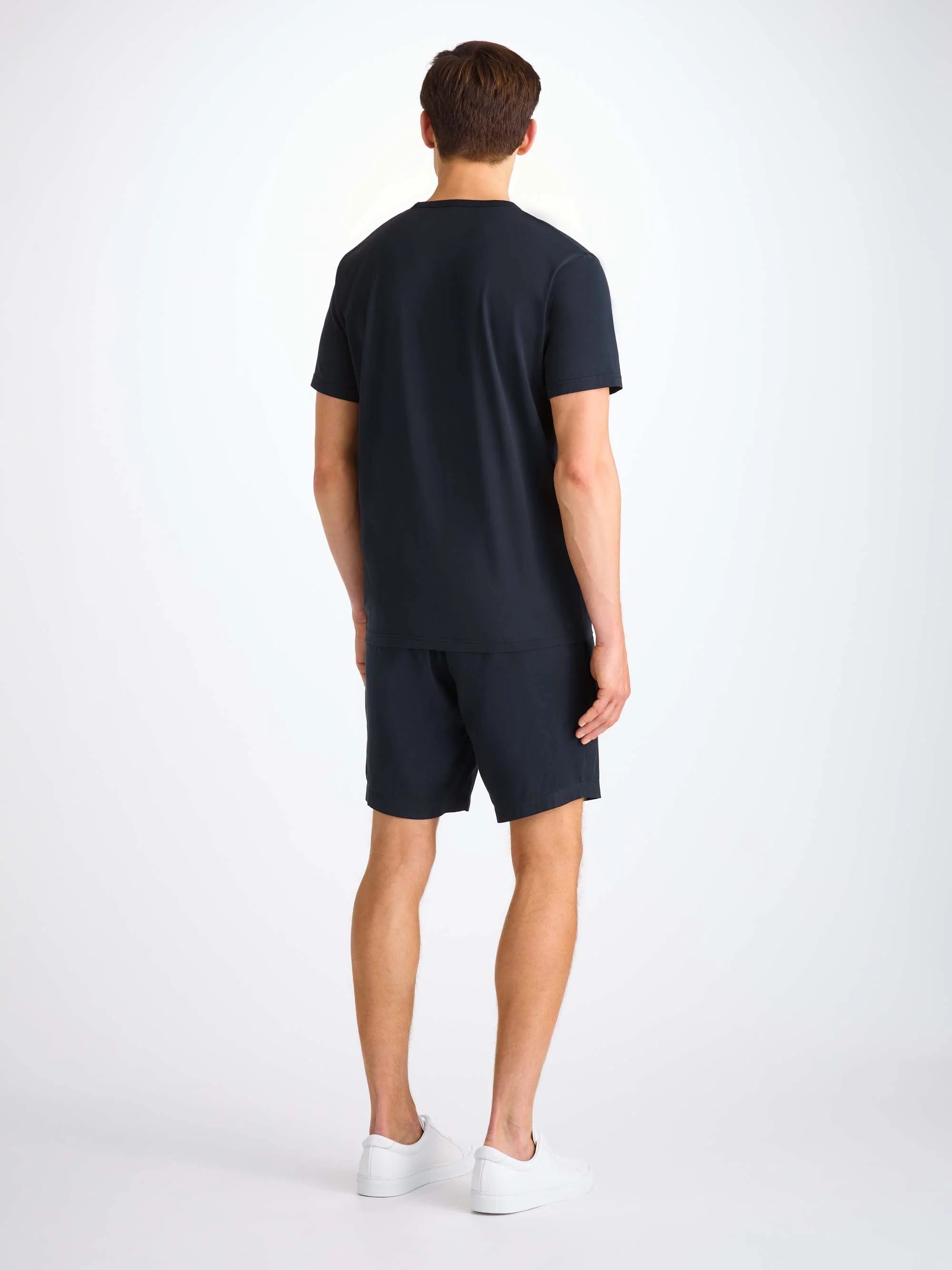 Men's V-Neck T-Shirt Barny Pima Cotton Navy - Image 4