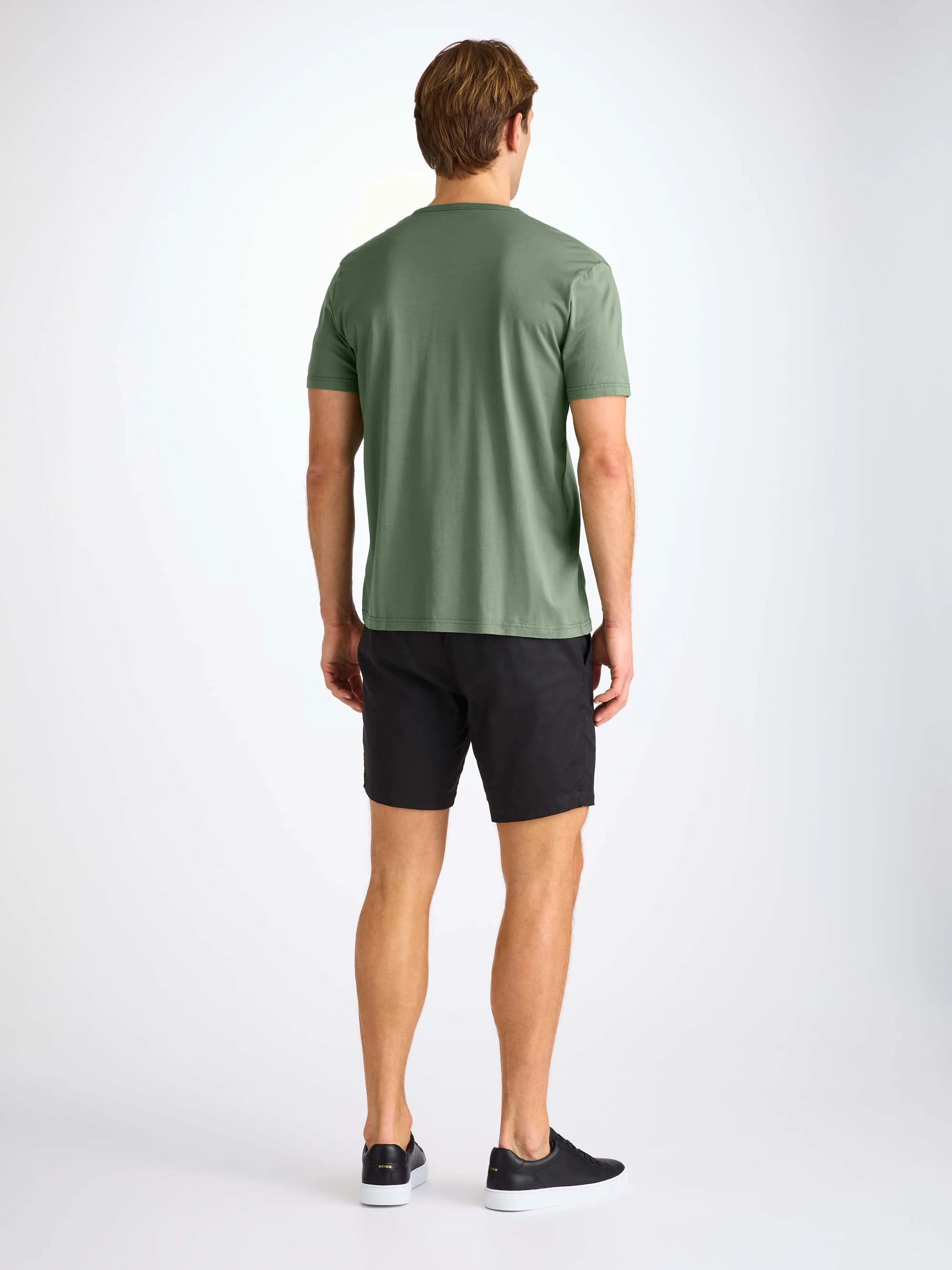 Men's V-Neck T-Shirt Barny Pima Cotton Soft Green - Image 4