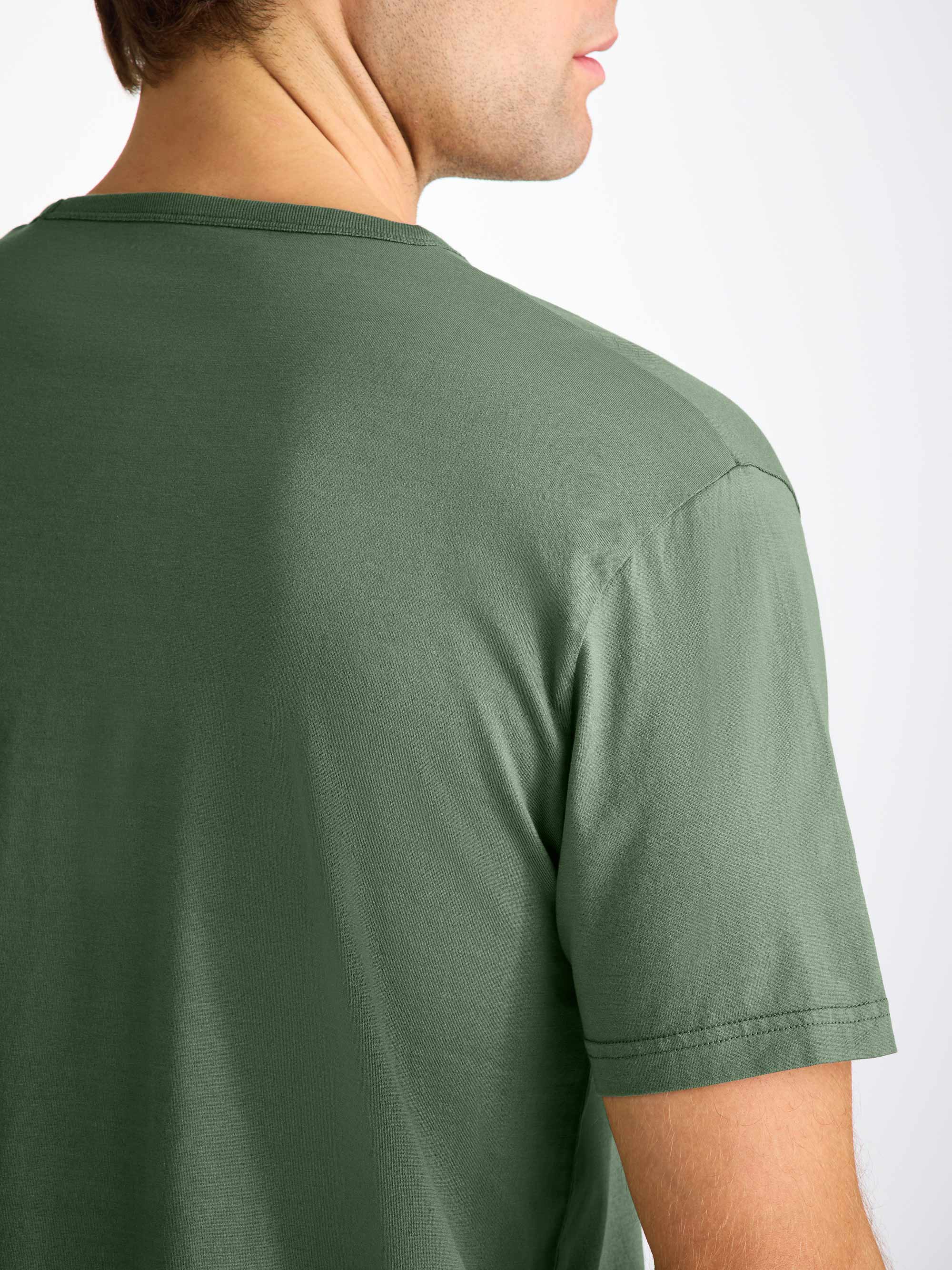 Men's V-Neck T-Shirt Barny Pima Cotton Soft Green - Image 5