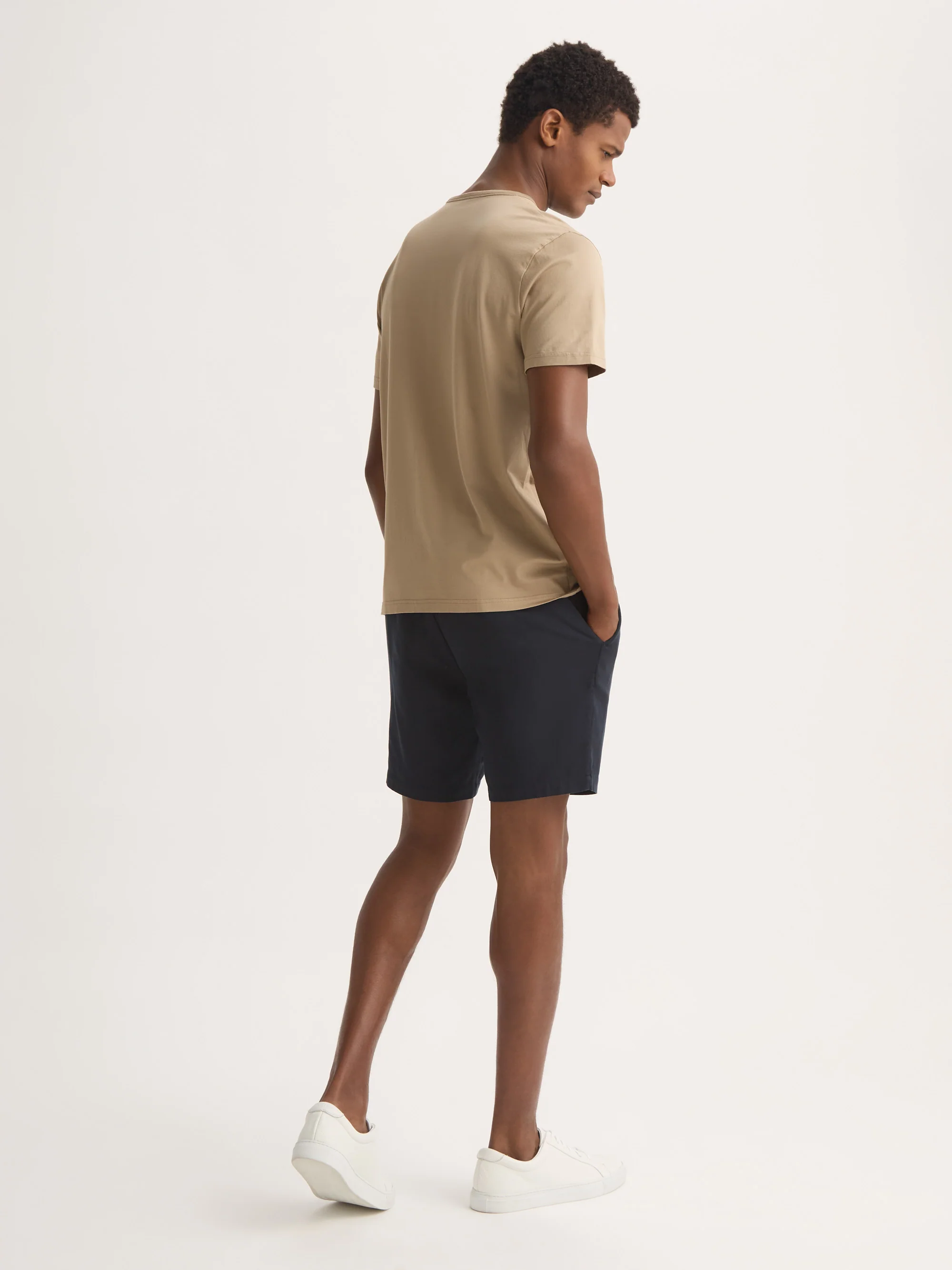 Men's V-Neck T-Shirt Barny Pima Cotton Taupe - Image 3