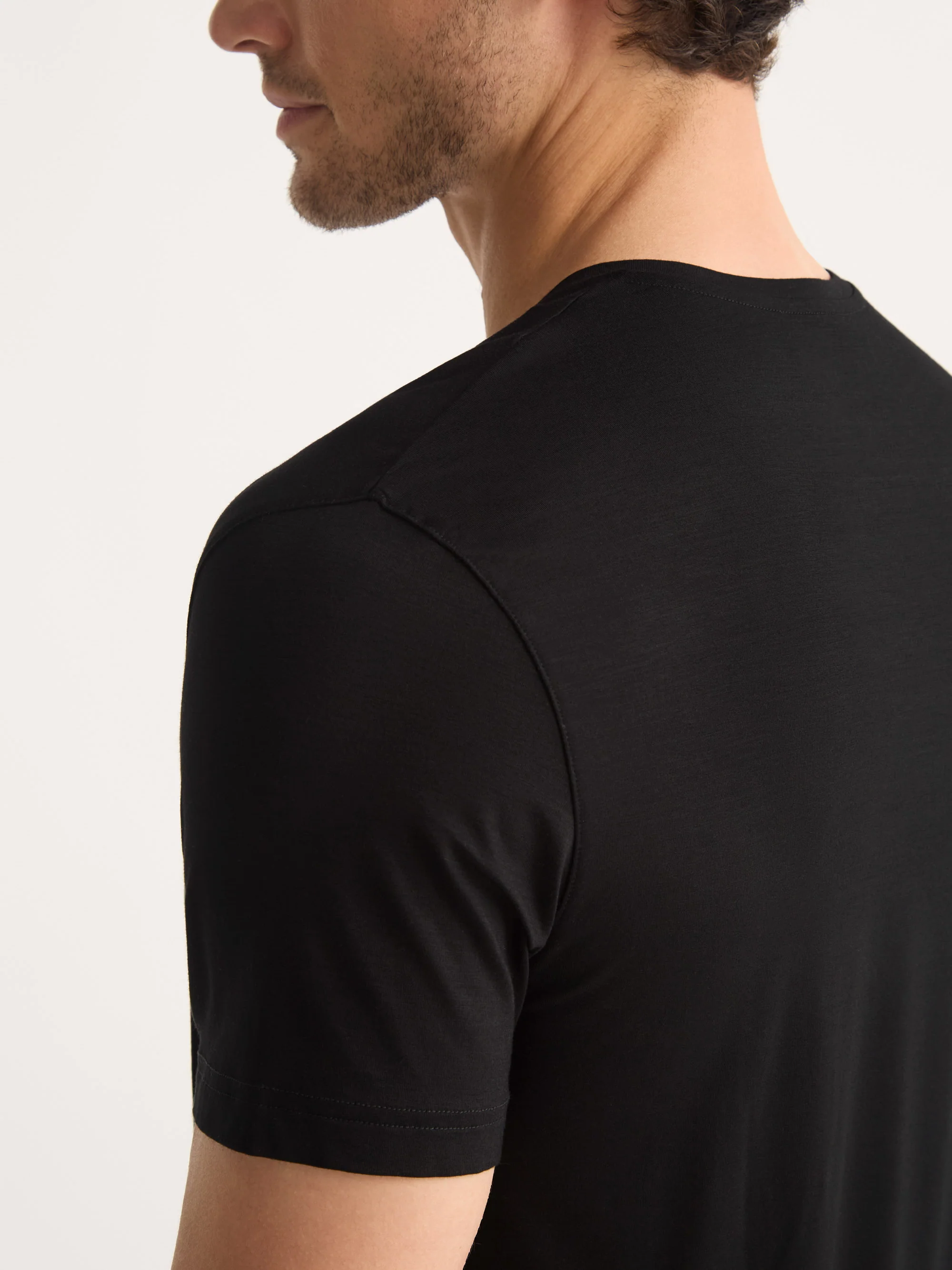 Men's V-Neck T-Shirt Basel Micro Modal Stretch Black - Image 5