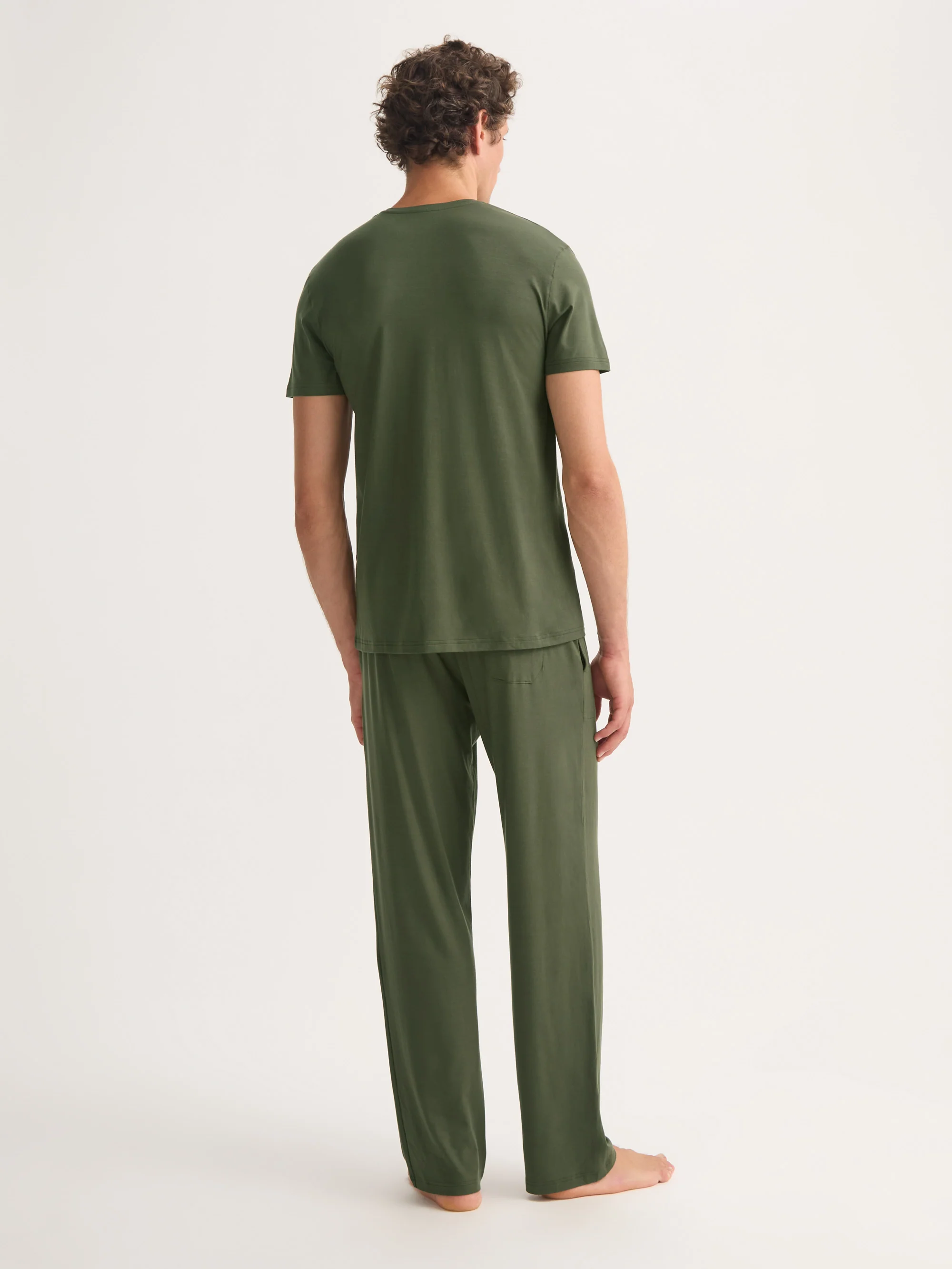 Men's V-Neck T-Shirt Basel Micro Modal Stretch Evergreen - Image 3
