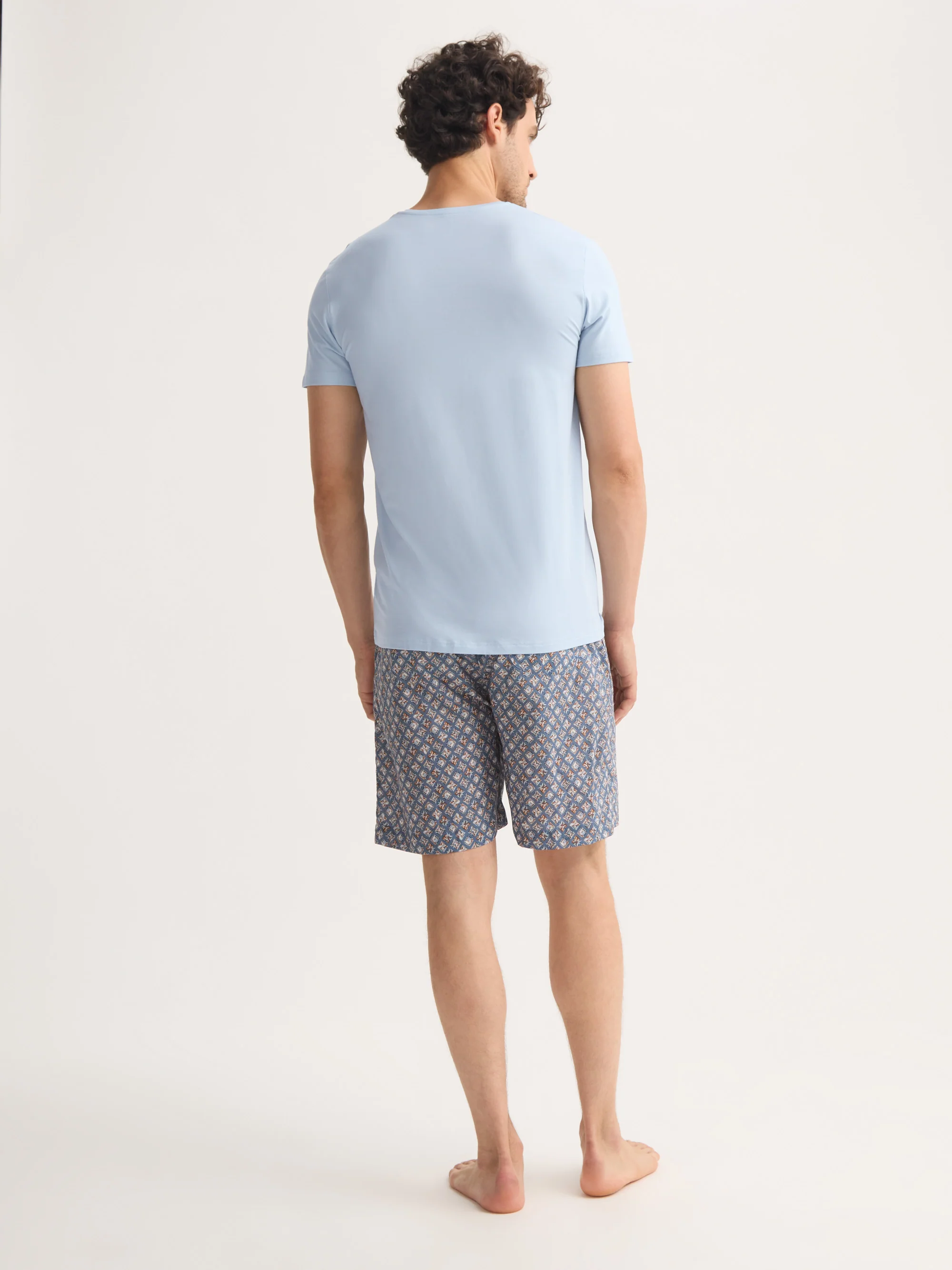 Men's V-Neck T-Shirt Basel Micro Modal Stretch Light Blue - Image 4