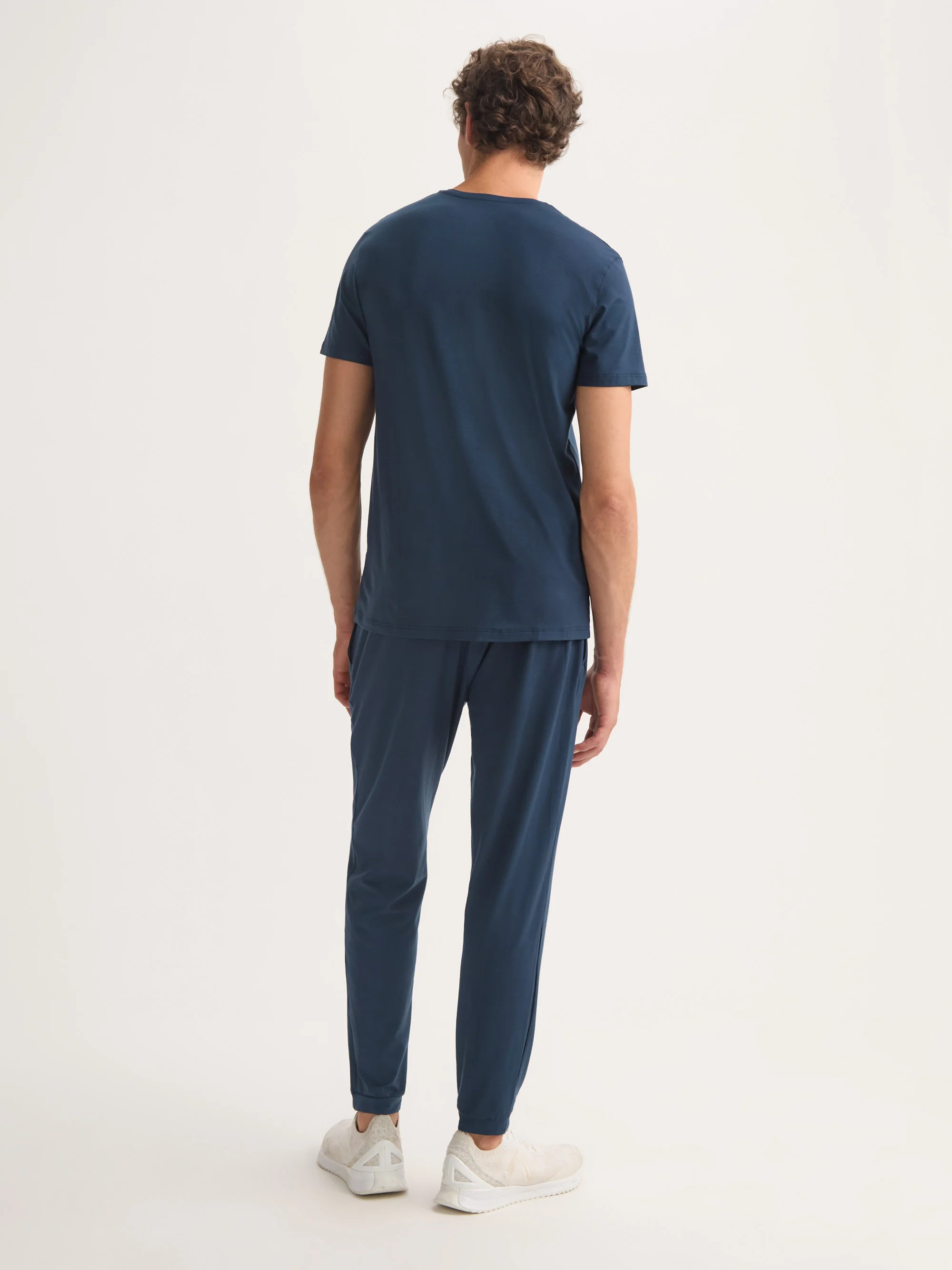 Men's V-Neck T-Shirt Basel Micro Modal Stretch Navy - Image 4