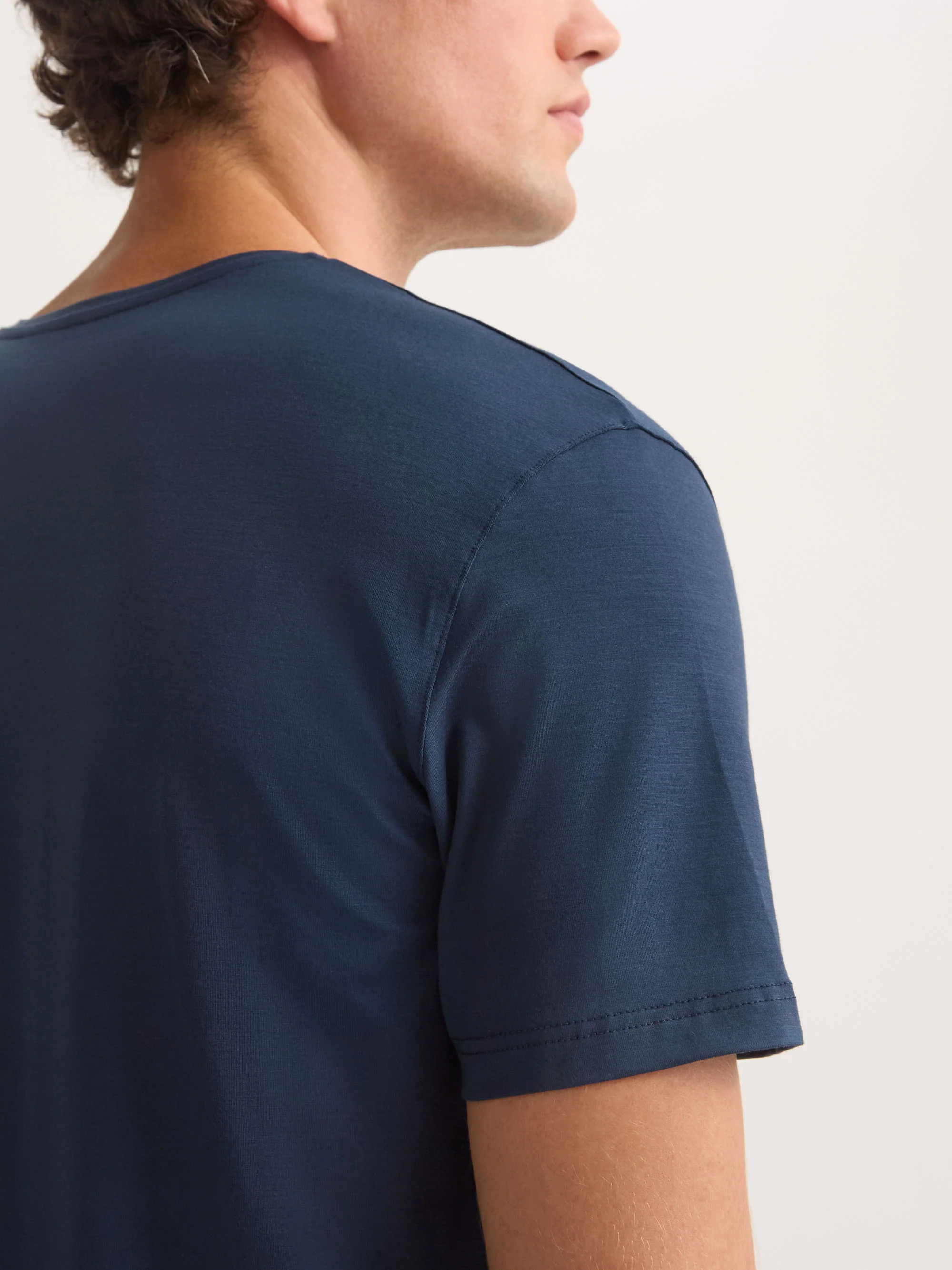 Men's V-Neck T-Shirt Basel Micro Modal Stretch Navy - Image 6