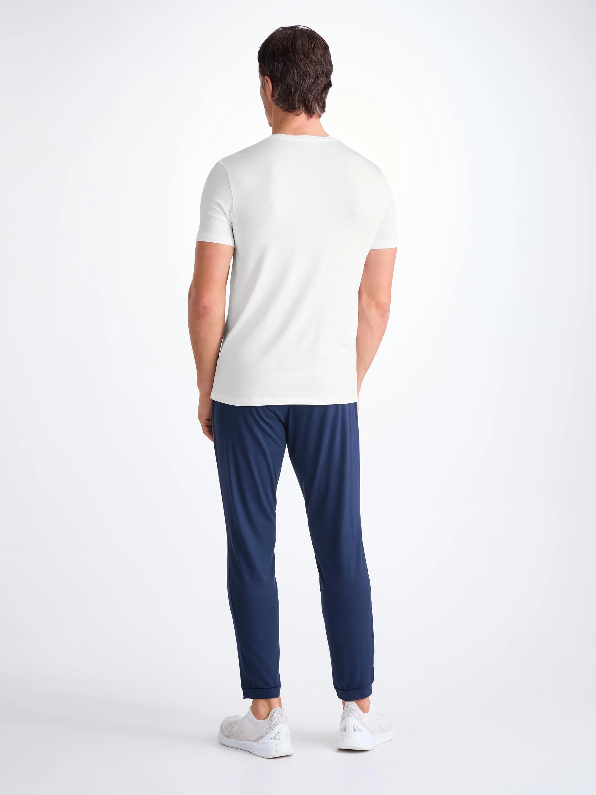 Men's V-Neck T-Shirt Basel Micro Modal Stretch White - Image 3
