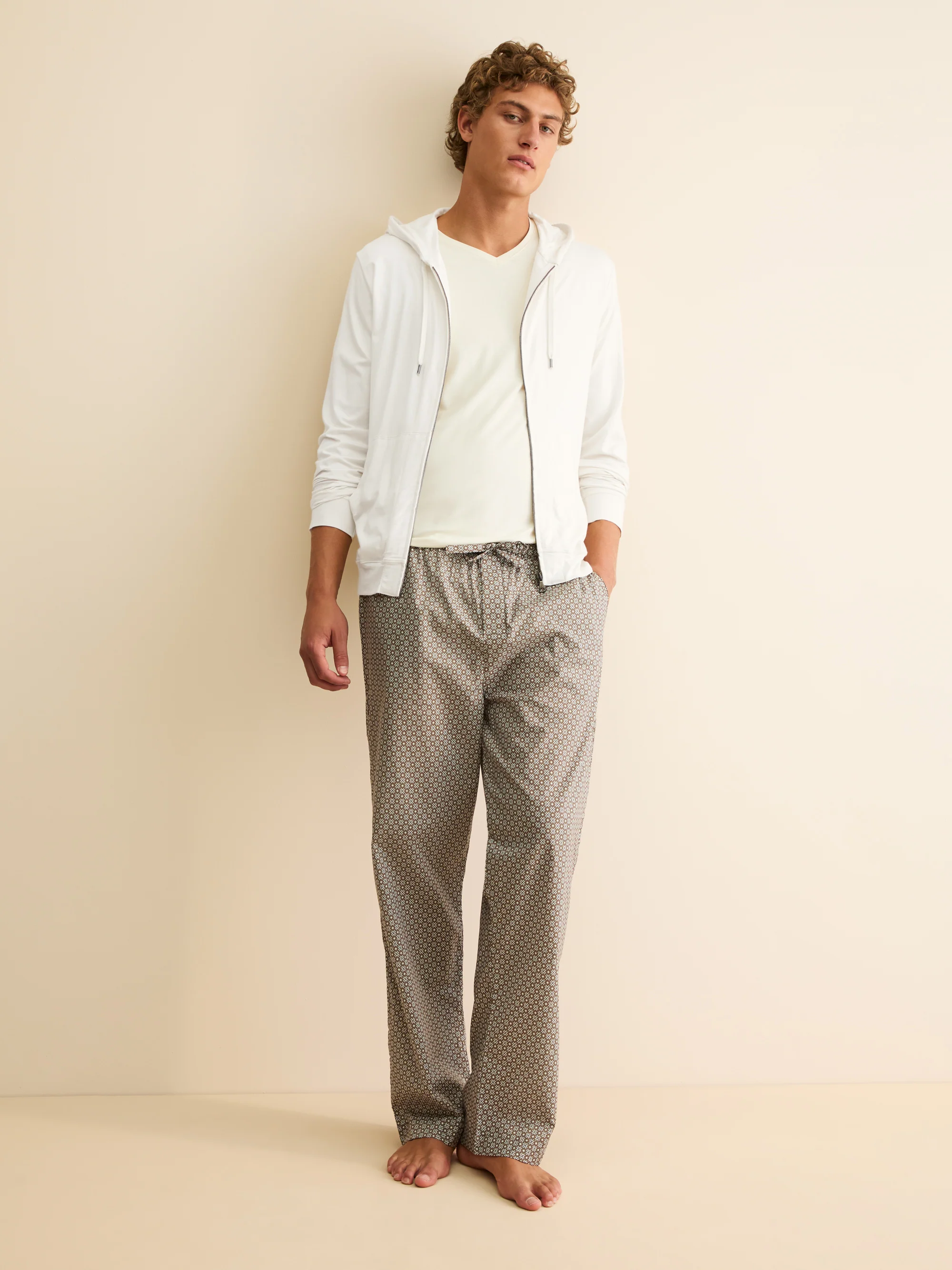 Men's Zip Up Hoodie Basel Micro Modal Stretch Vanilla - Image 2