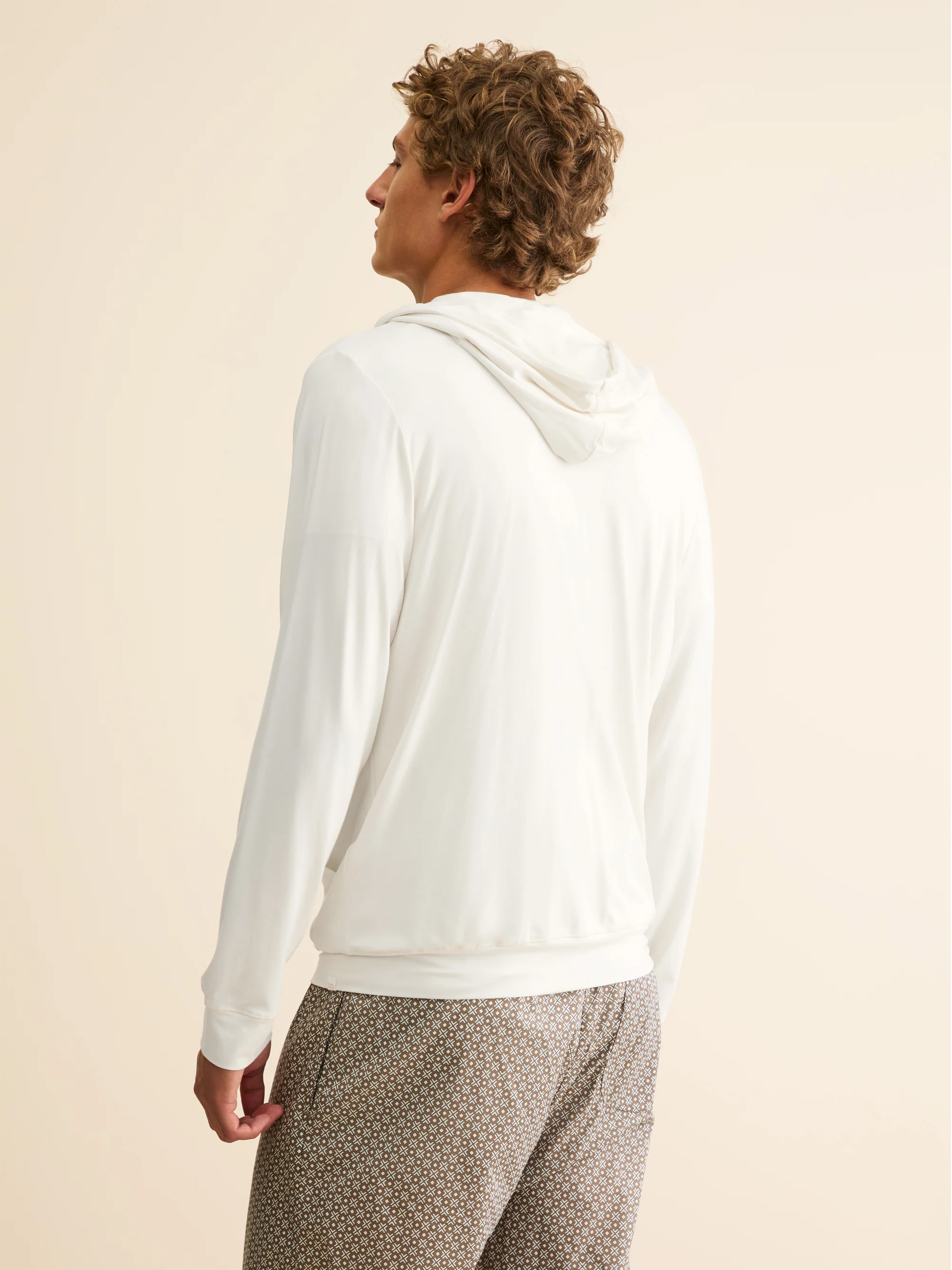 Men's Zip Up Hoodie Basel Micro Modal Stretch Vanilla - Image 3