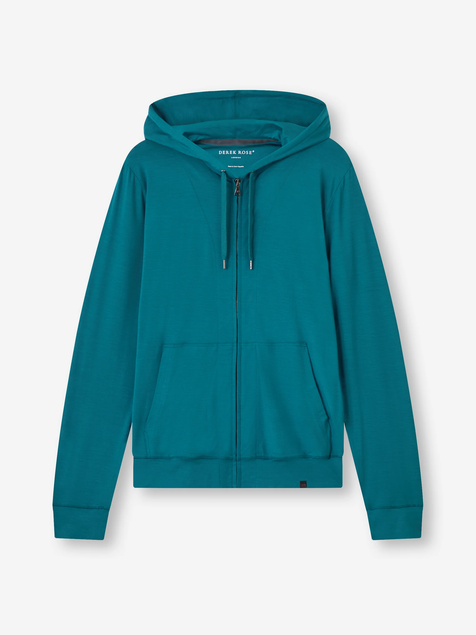 Men's Zip Up Hoodie Basel Micro Modal Stretch Teal - Image 5