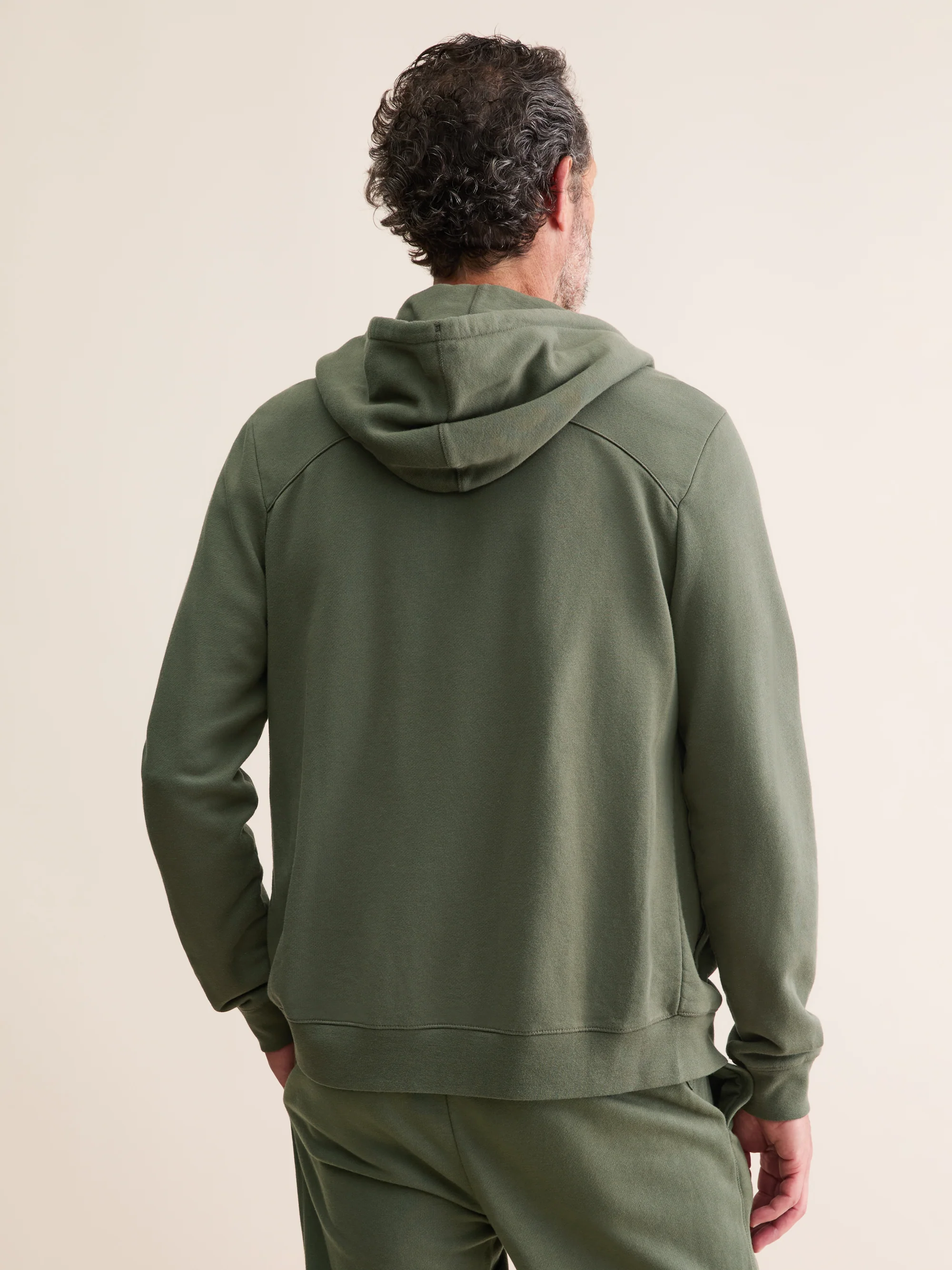 Men's Zip Up Hoodie Quinn Cotton Modal Khaki - Image 3