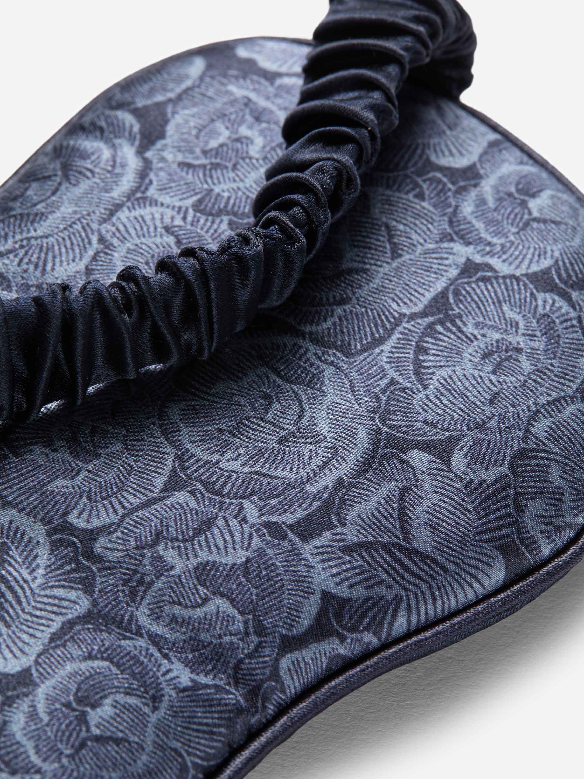 Silk Eye Mask Navy Blue Rose Print - Image 6