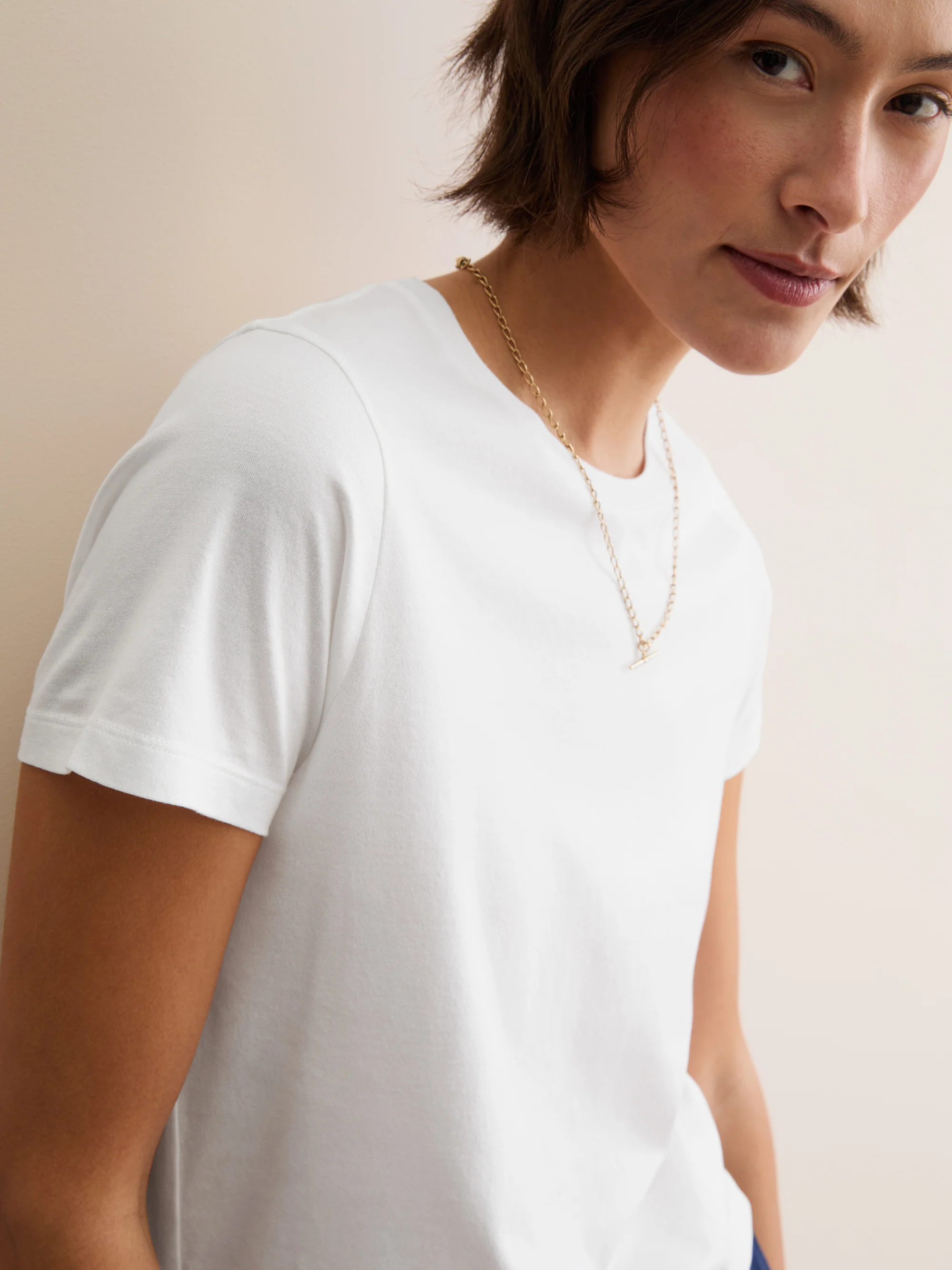 Women's Crew Neck T-Shirt Cotton White - Image 7