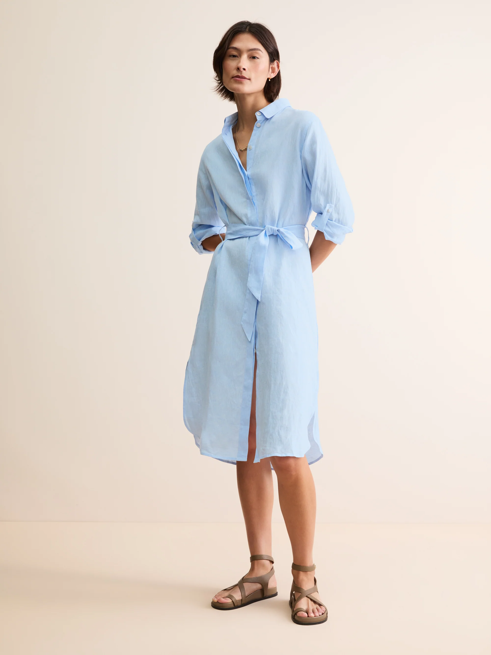 Women's Dress Sicily Linen Light Blue - Image 2