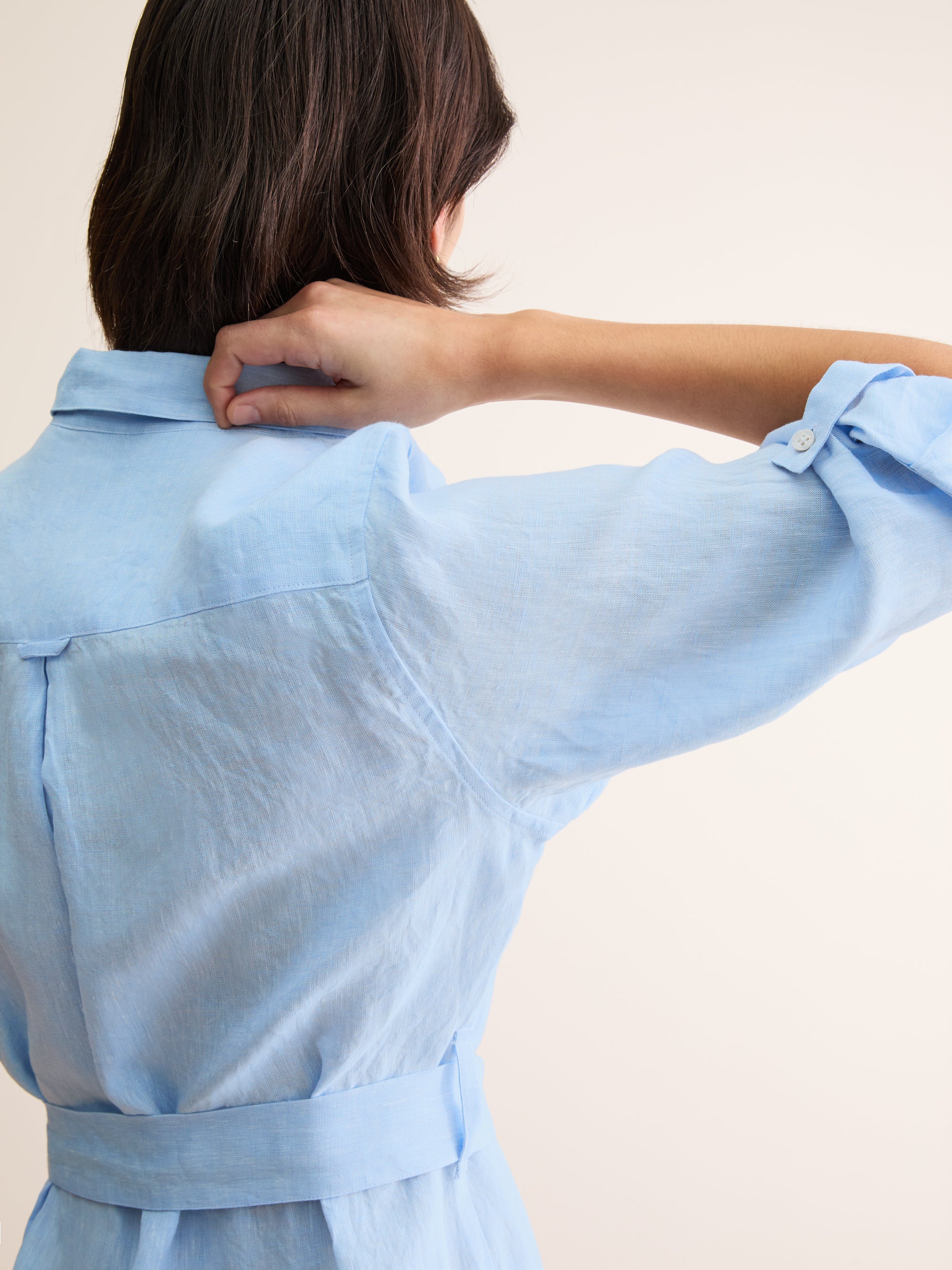 Women's Dress Sicily Linen Light Blue - Image 4
