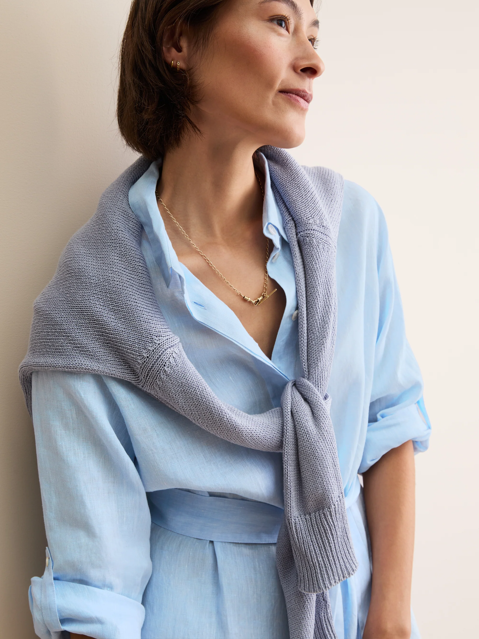 Women's Dress Sicily Linen Light Blue - Image 8