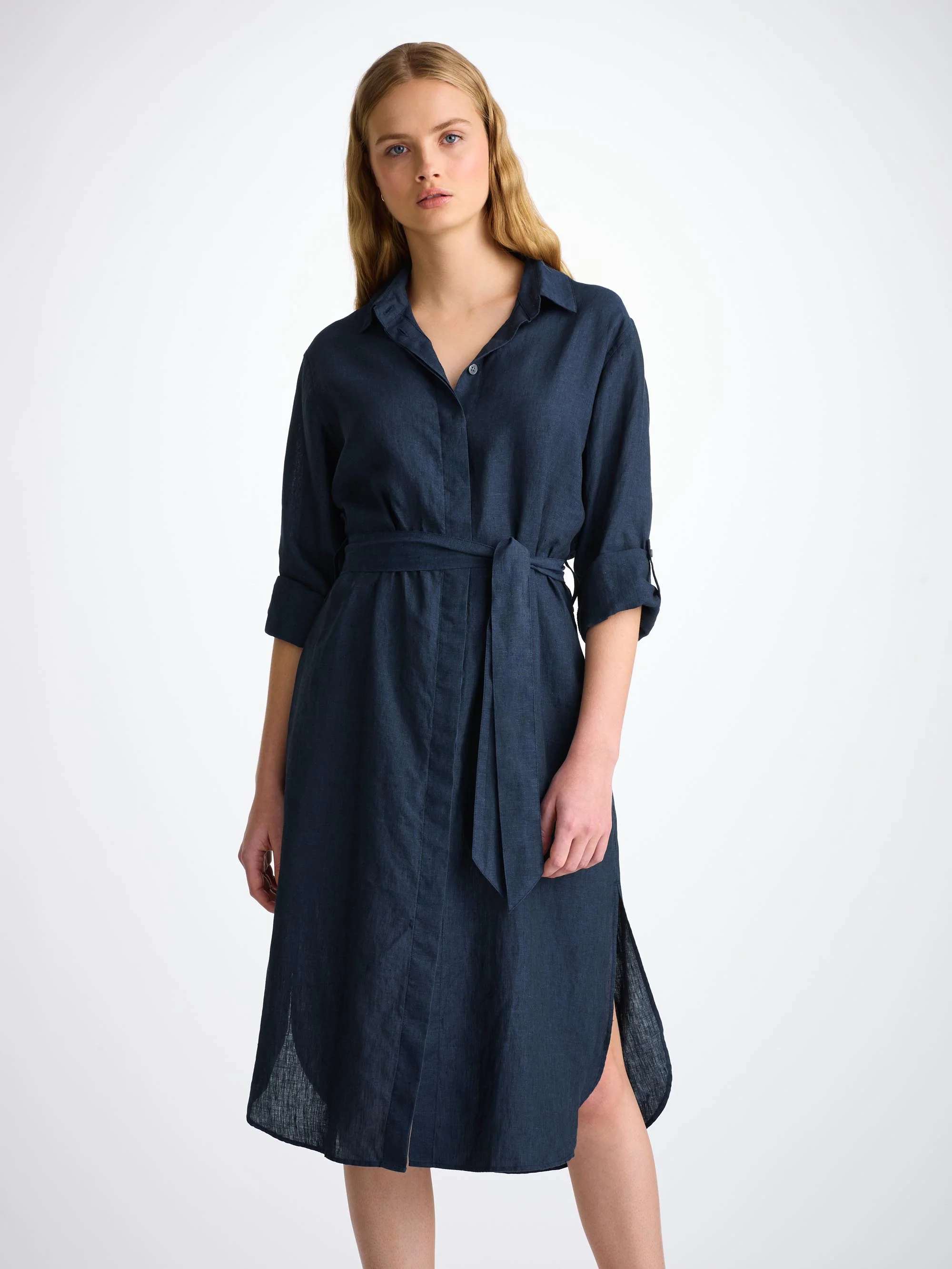 Women's Dress Sicily Linen Navy