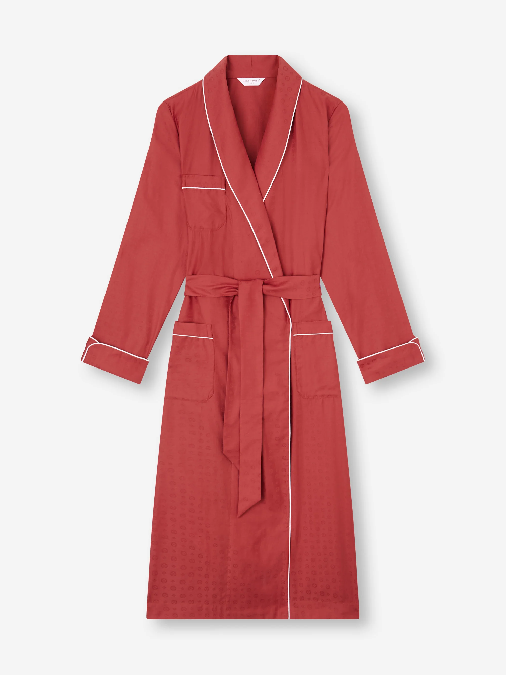 Women's Dressing Gown Cotton Jacquard Red Rose Motif - Image 6