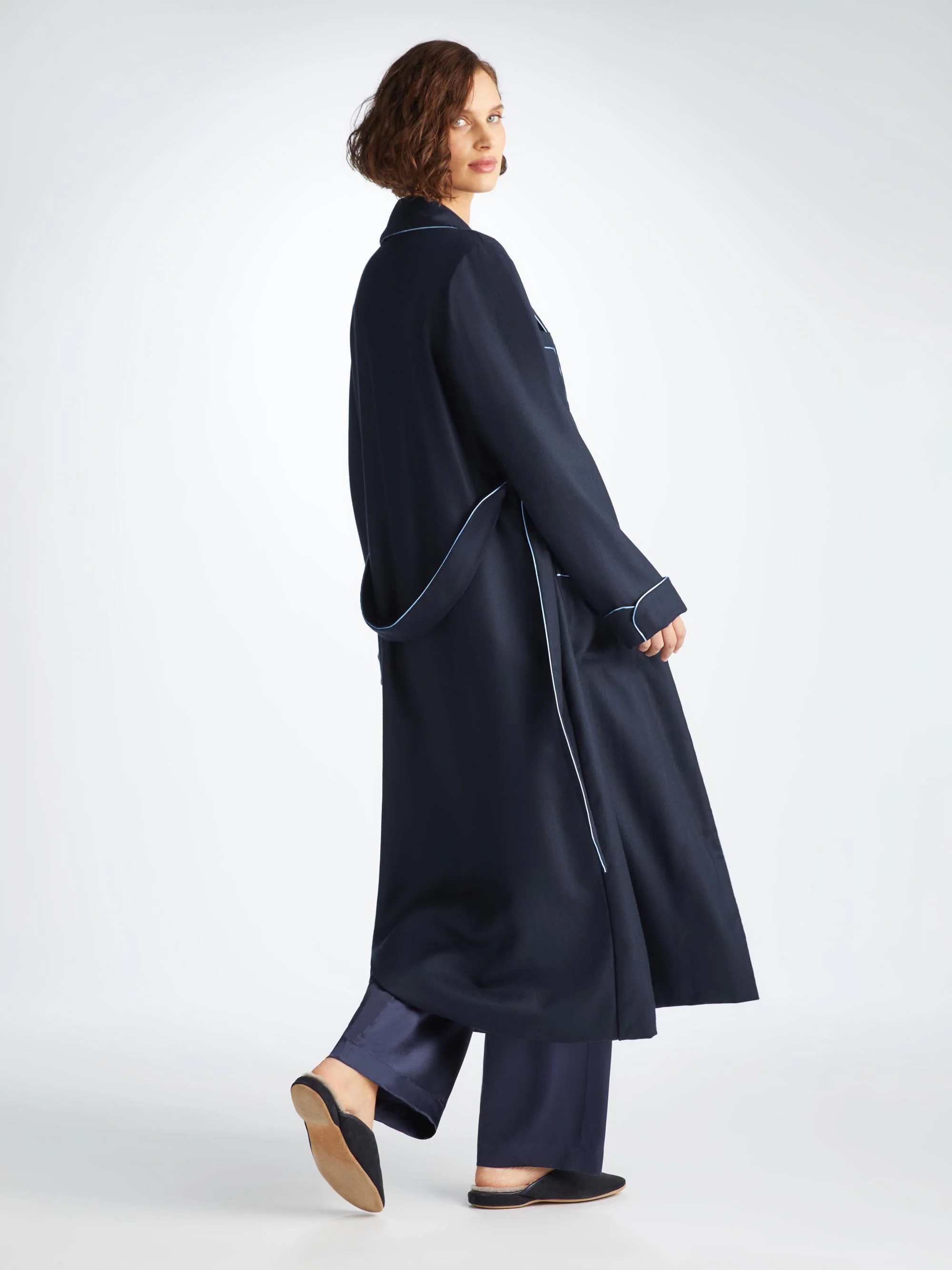 Women's Dressing Gown Duke Cashmere Navy - Image 4