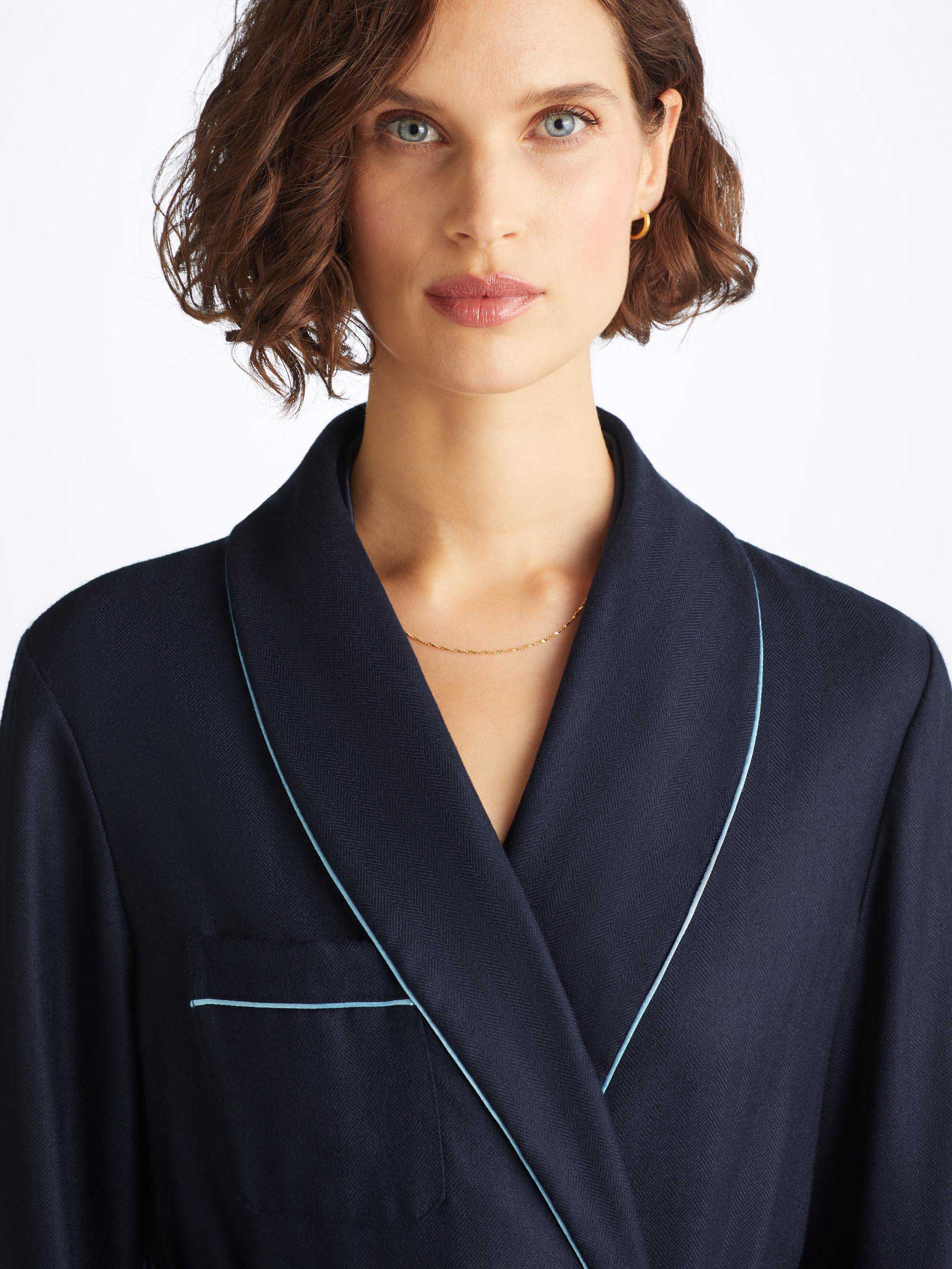 Women's Dressing Gown Duke Cashmere Navy - Image 5