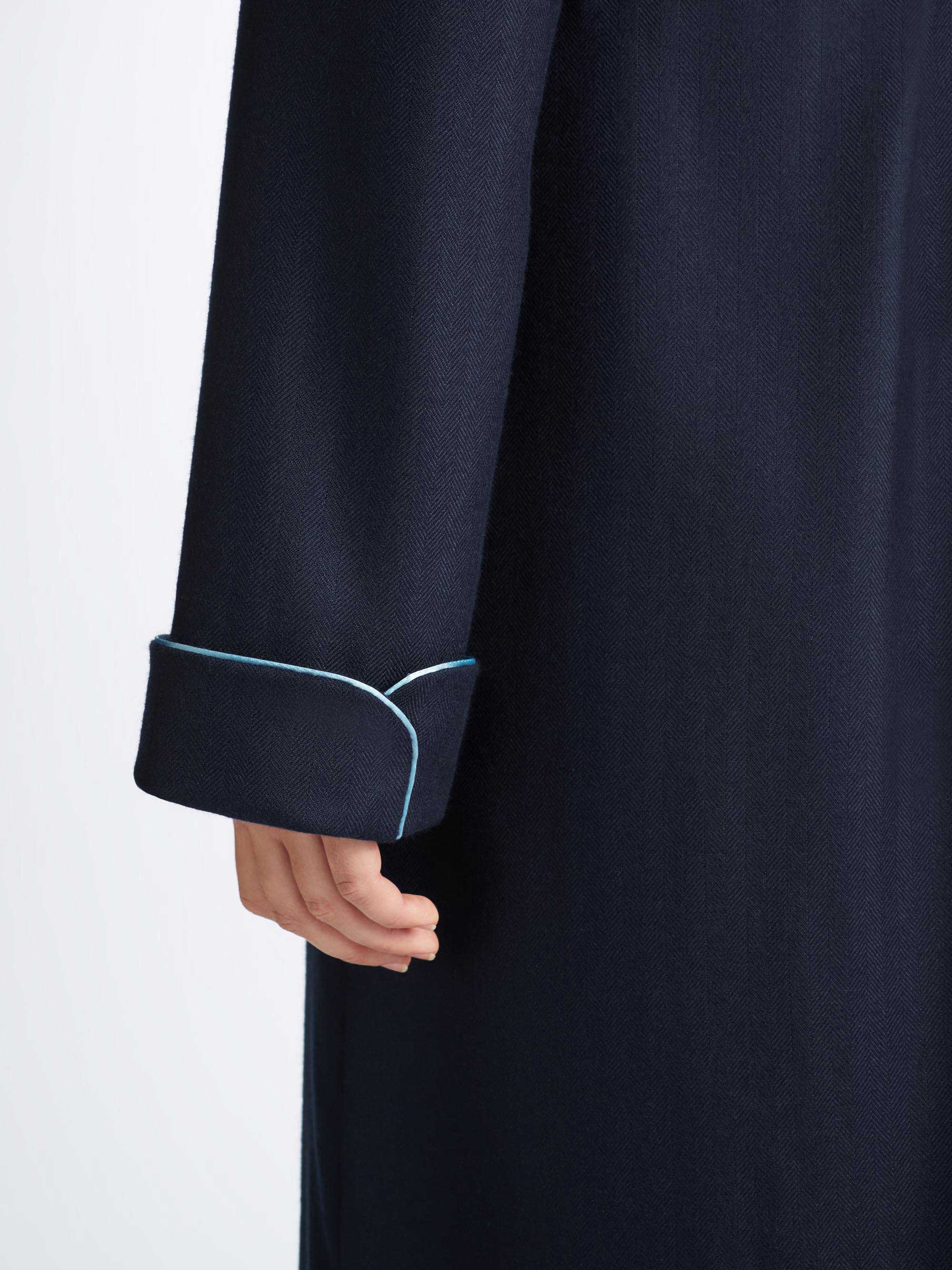 Women's Dressing Gown Duke Cashmere Navy - Image 7