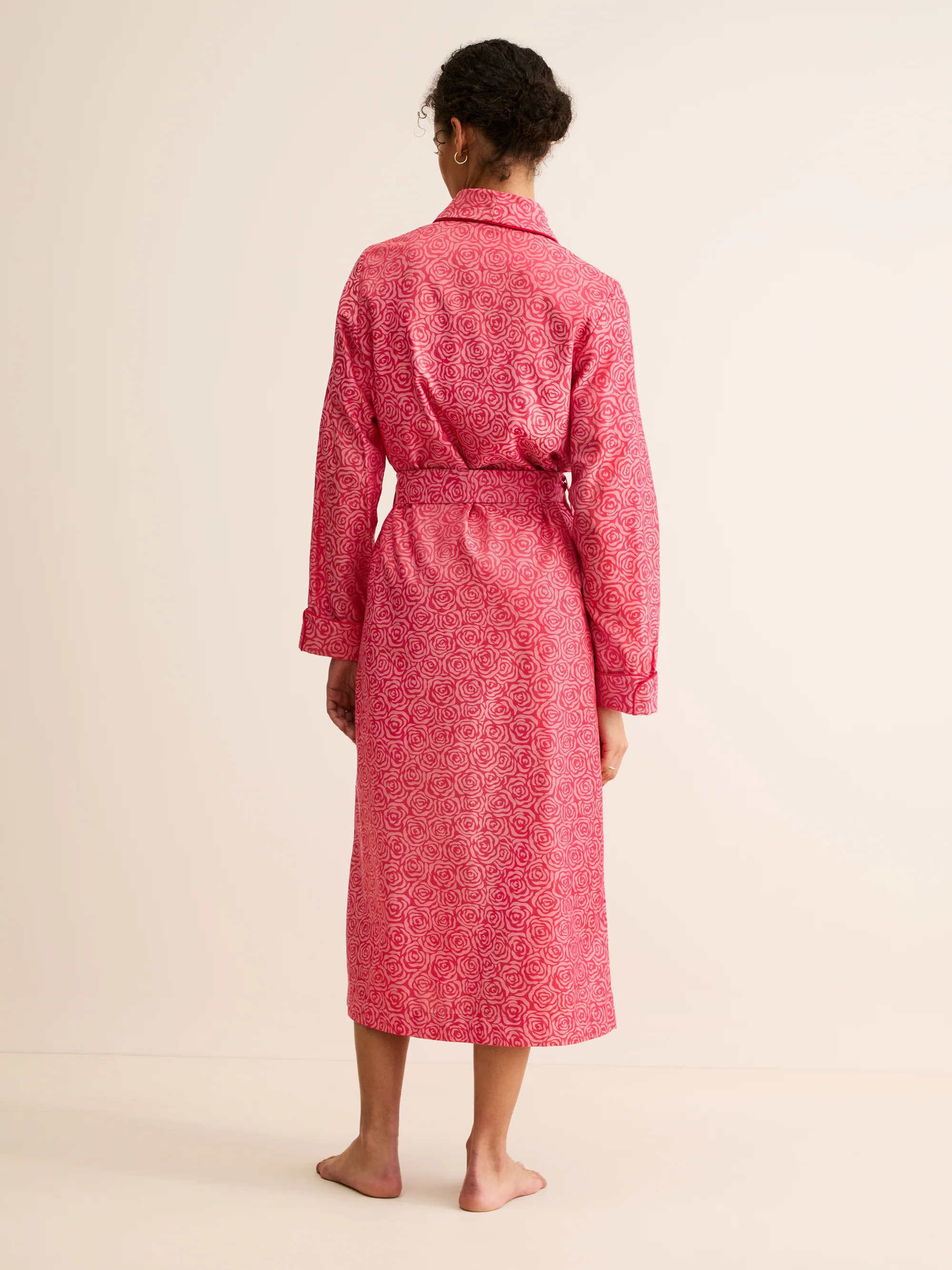 Women's Dressing Gown Paris Cotton Jacquard Red Rose - Image 3