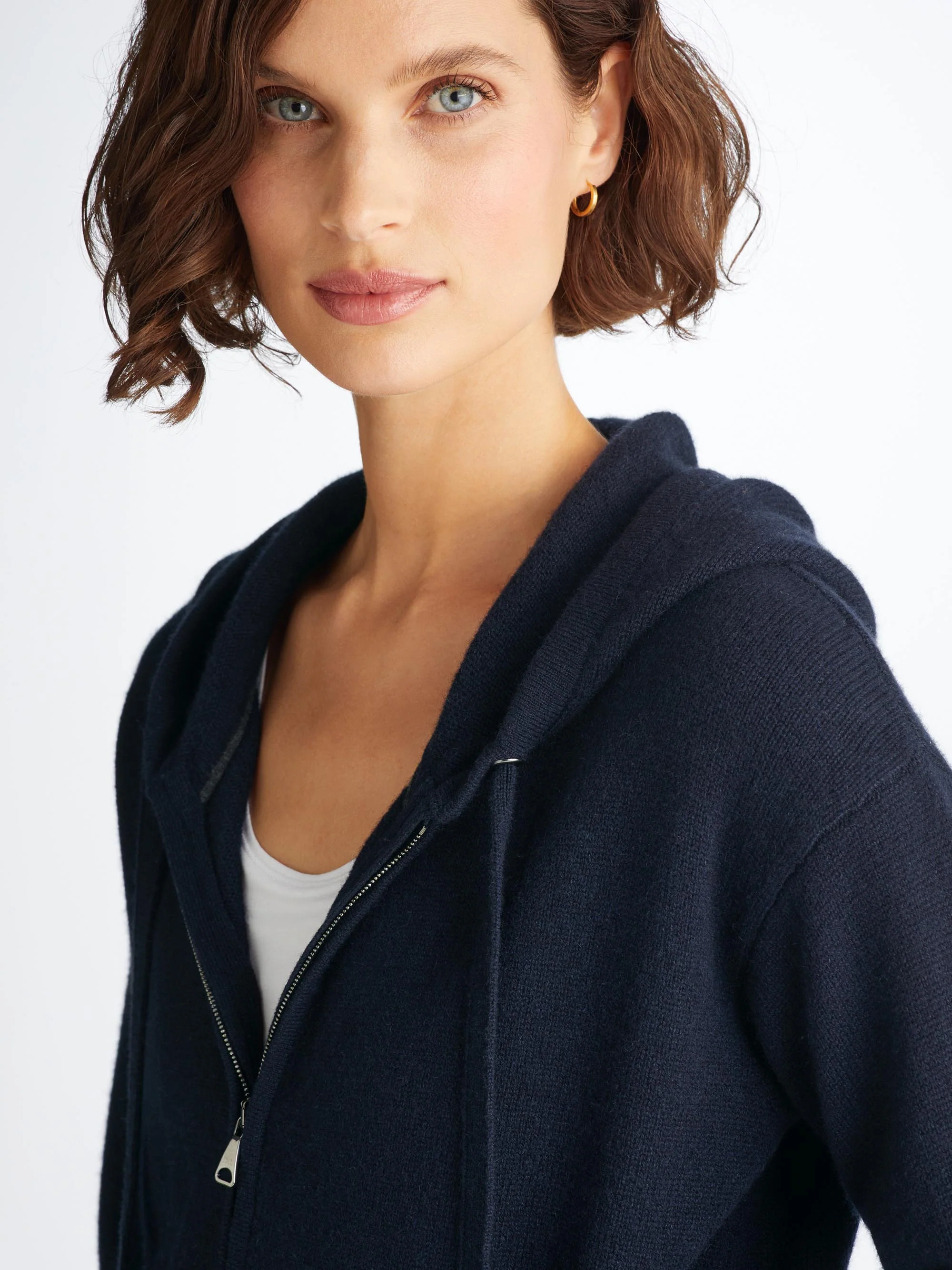 Women's Zip Up Hoodie Daphne Cashmere Navy - Image 6