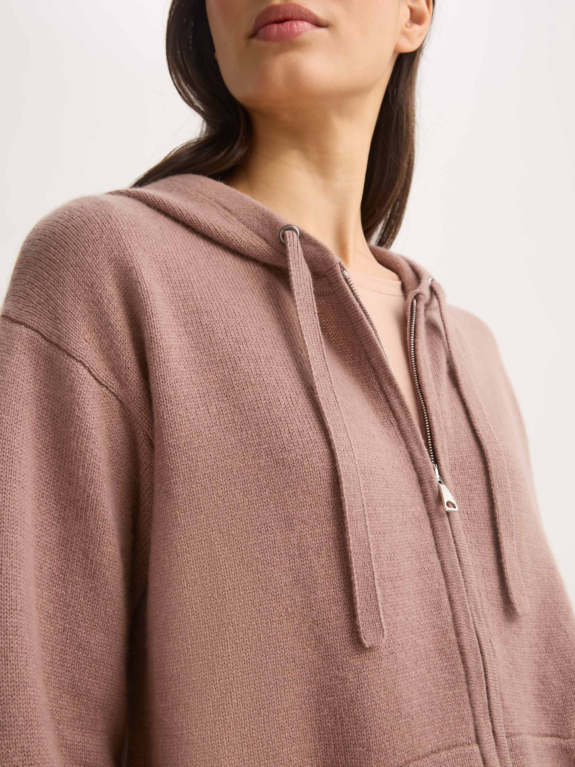Women's Zip Up Hoodie Daphne Cashmere Rosewood - Image 5