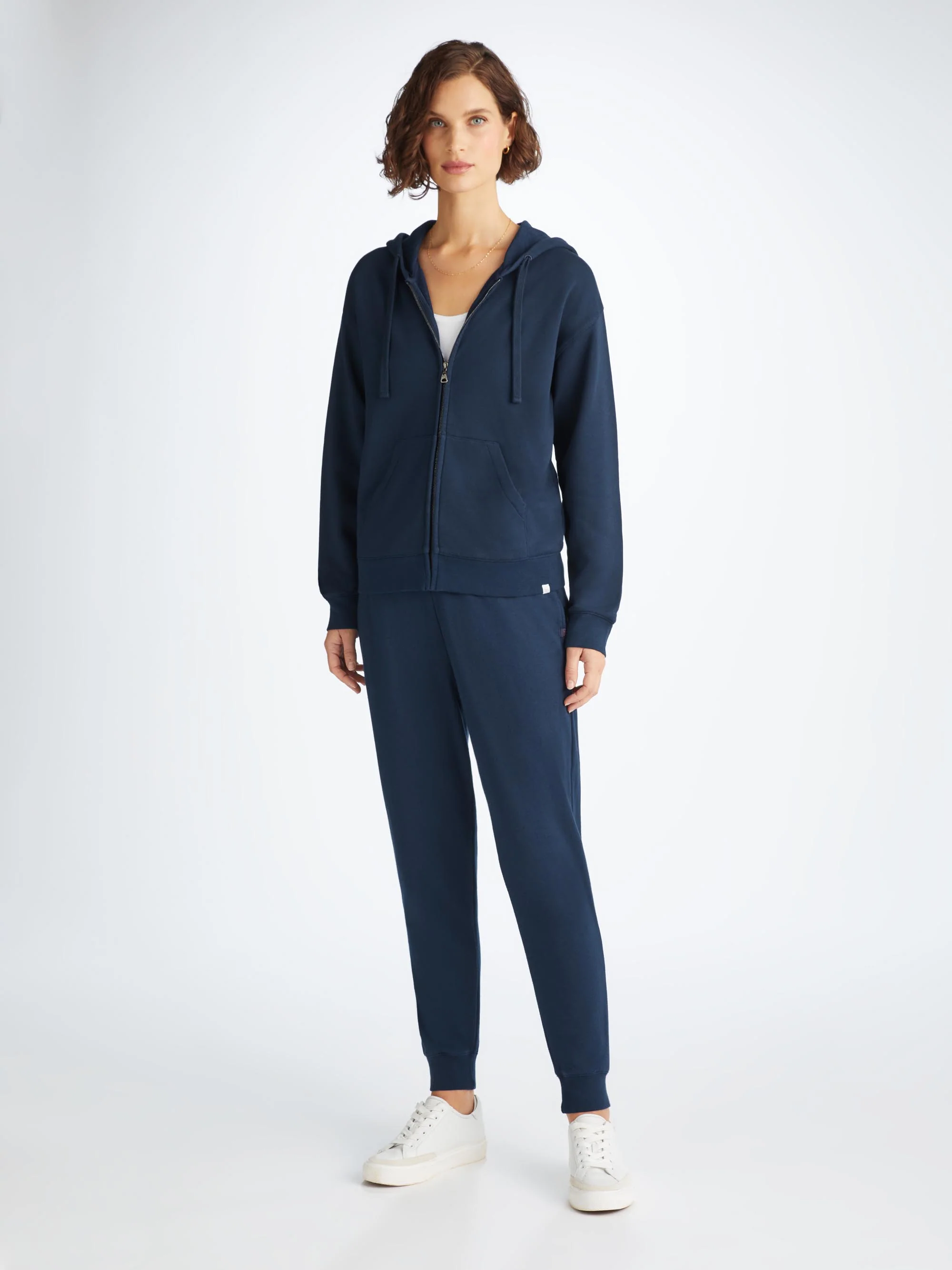 Women's Zip Up Hoodie Quinn Cotton Modal Navy - Image 2