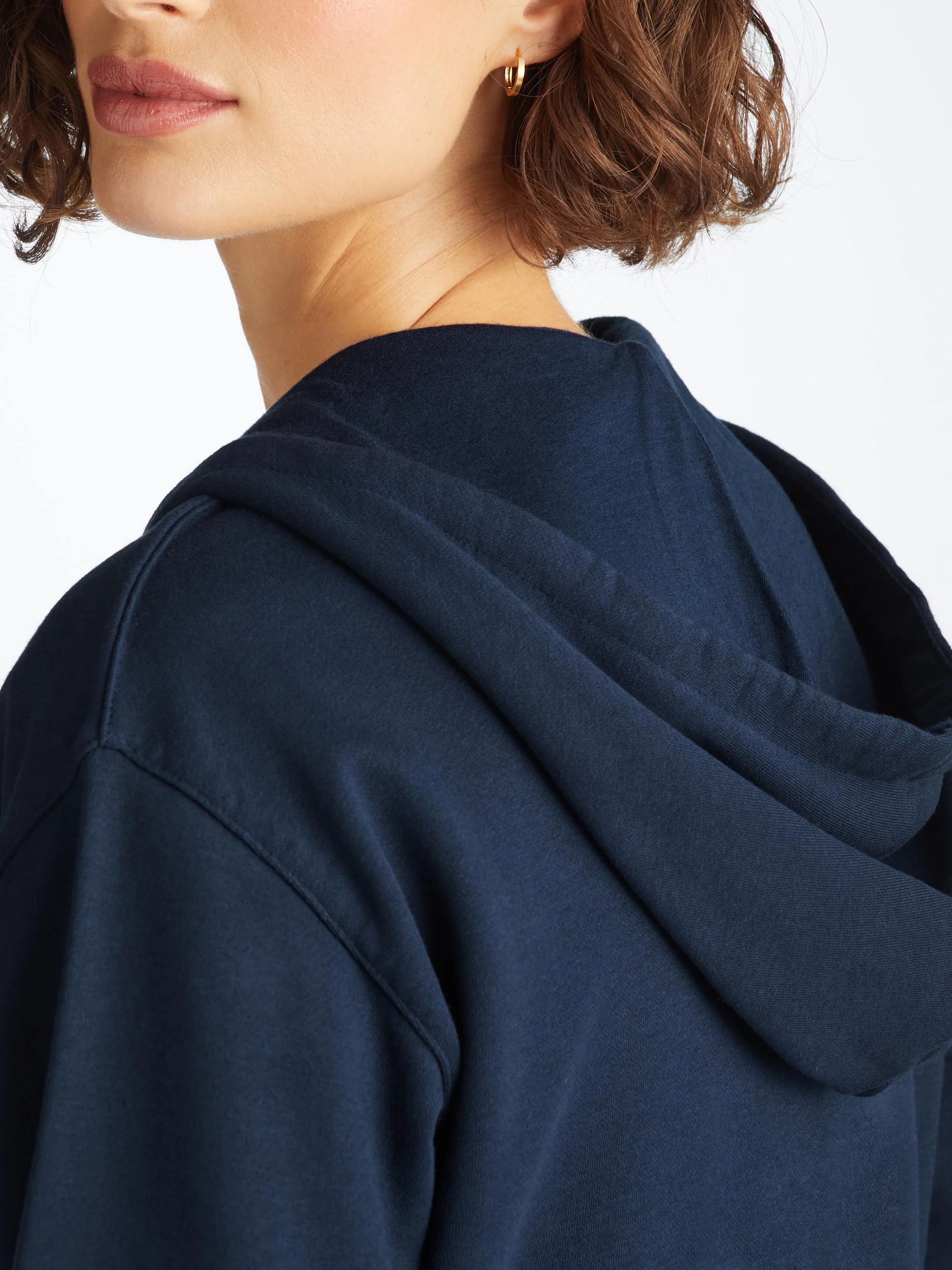 Women's Zip Up Hoodie Quinn Cotton Modal Navy - Image 6