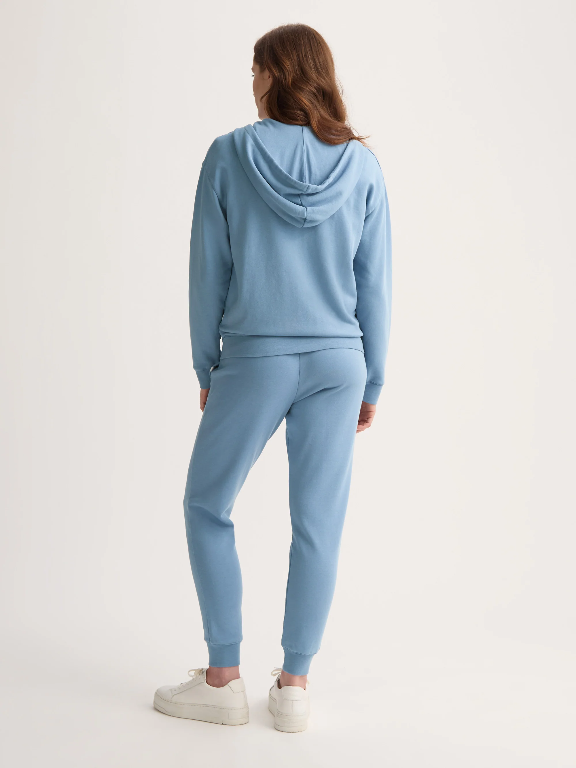 Women's Zip Up Hoodie Quinn Cotton Modal Soft Denim Blue - Image 3