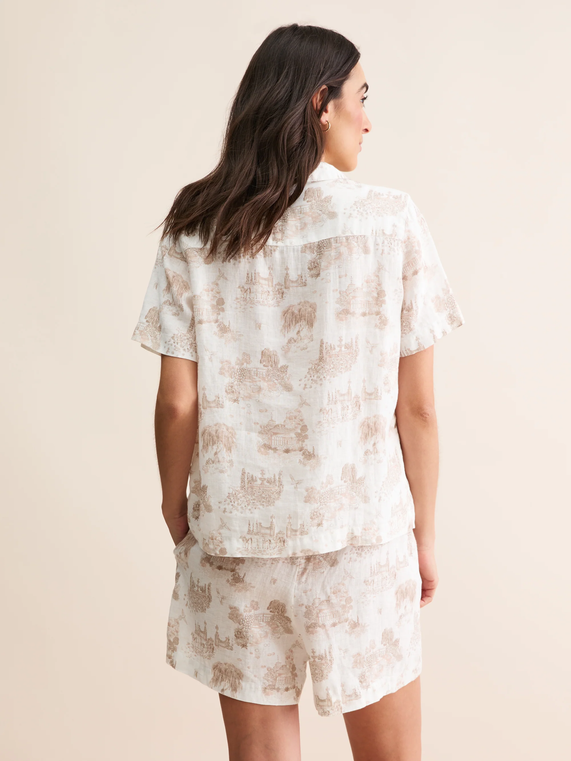 Women's Linen Short Pyjamas London Toile White - Image 3