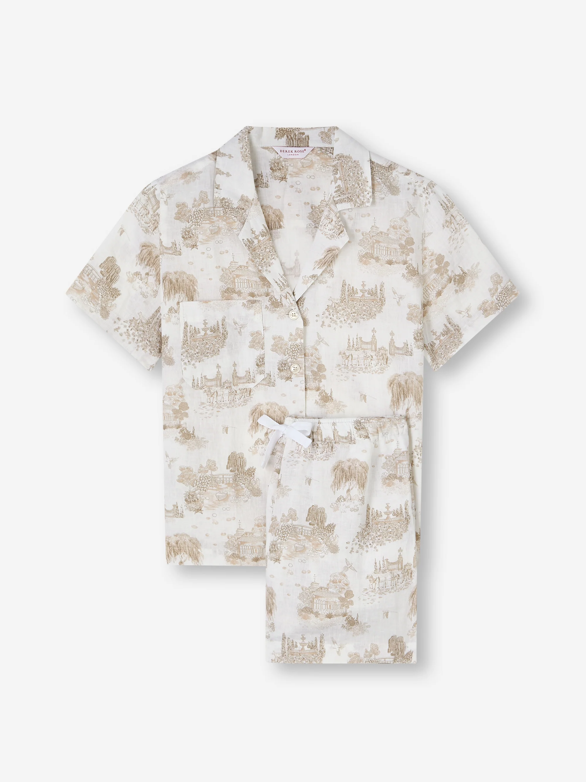 Women's Linen Short Pyjamas London Toile White - Image 5