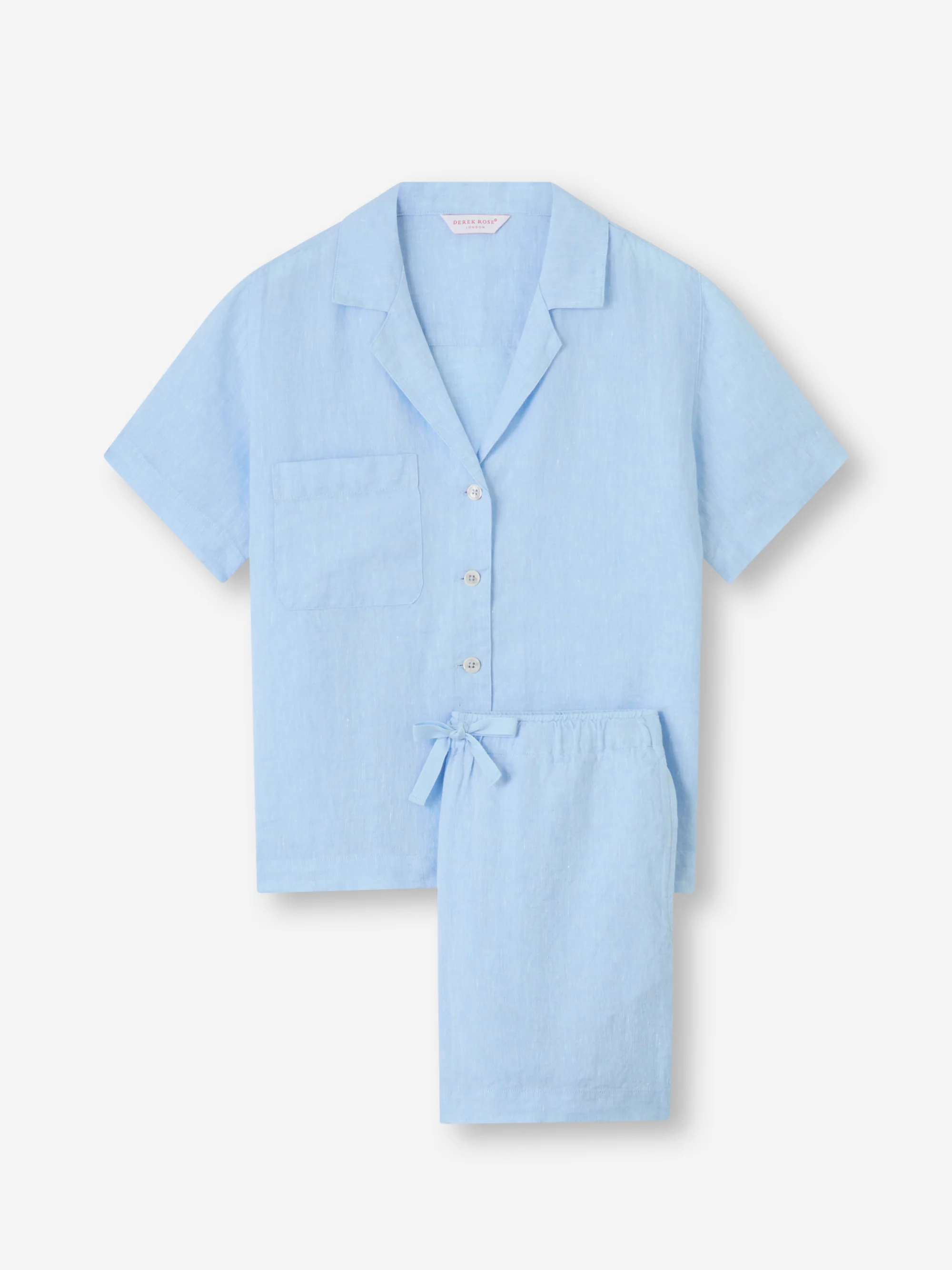 Women's Linen Short Pyjamas Sicily Light Blue - Image 5
