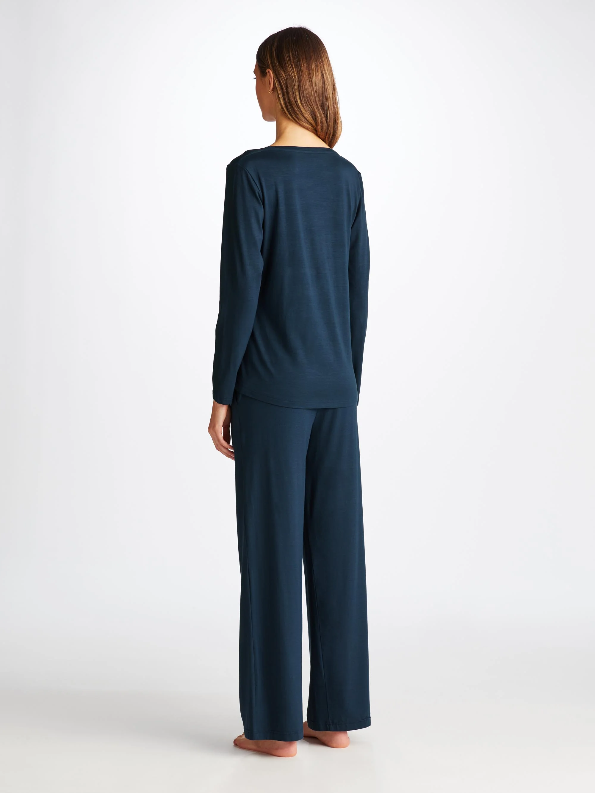 Women's Long Sleeve T-Shirt Lara Micro Modal Stretch Navy - Image 3