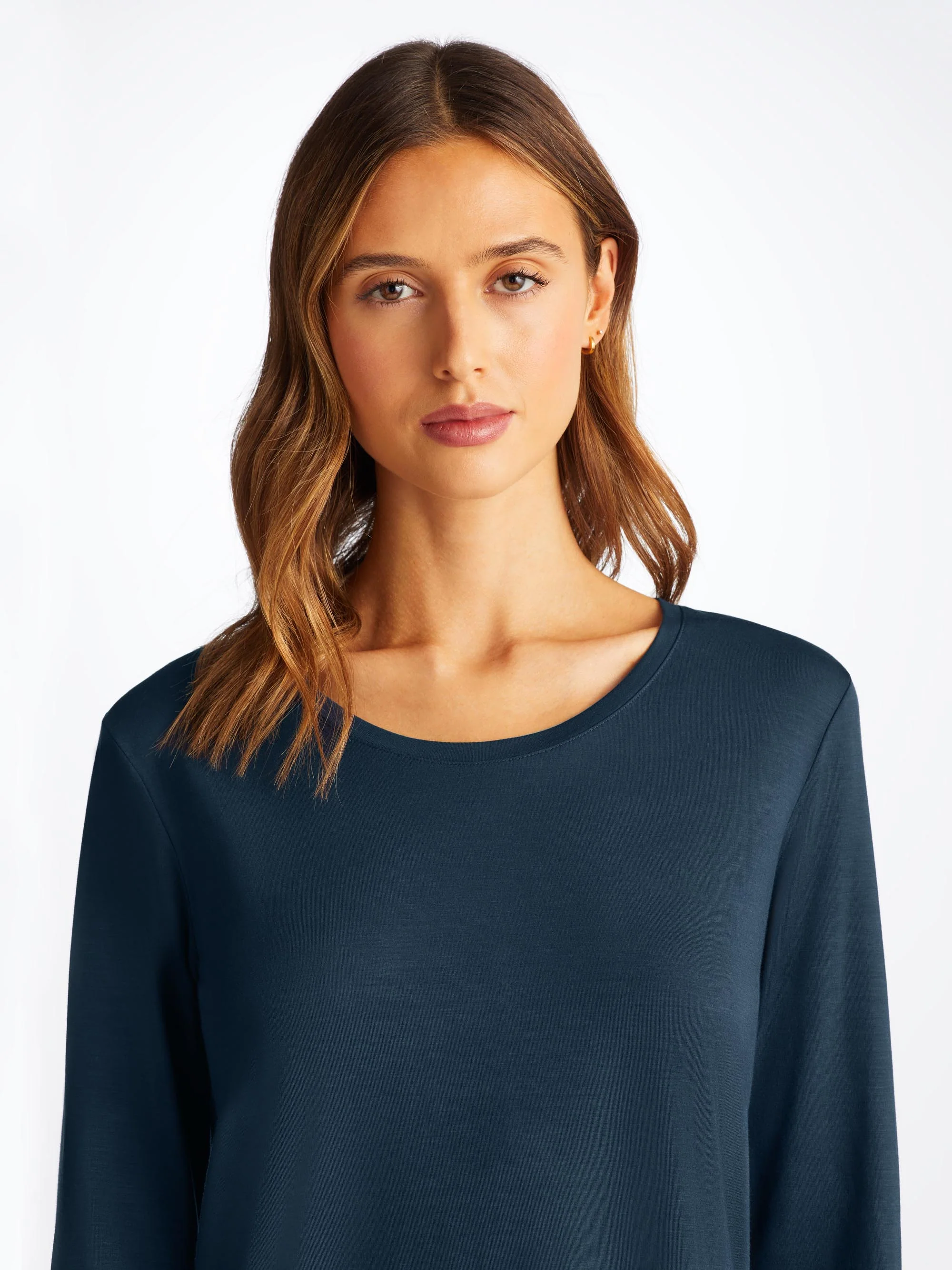 Women's Long Sleeve T-Shirt Lara Micro Modal Stretch Navy - Image 5