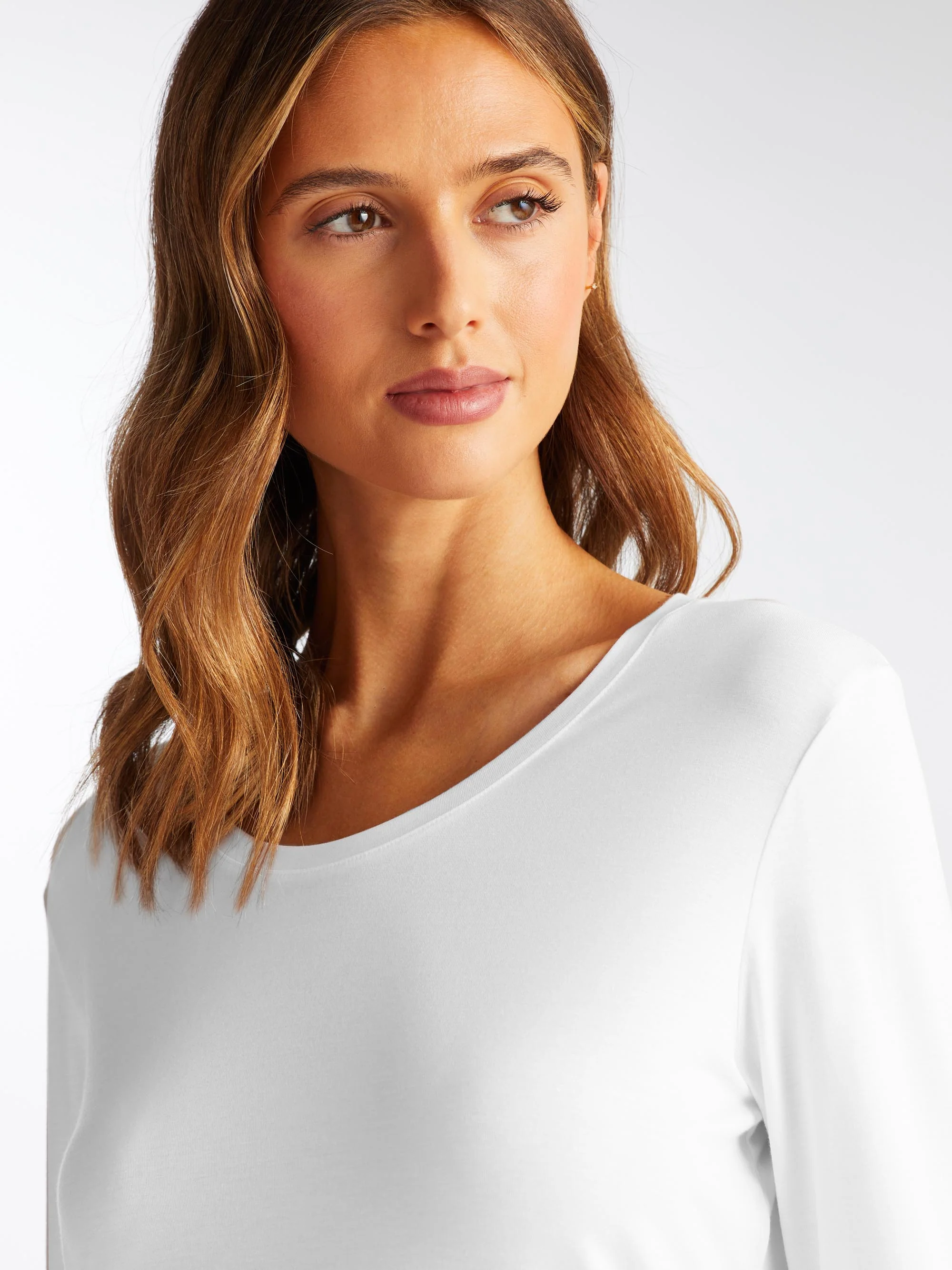 Women's Long Sleeve T-Shirt Lara Micro Modal Stretch White - Image 5
