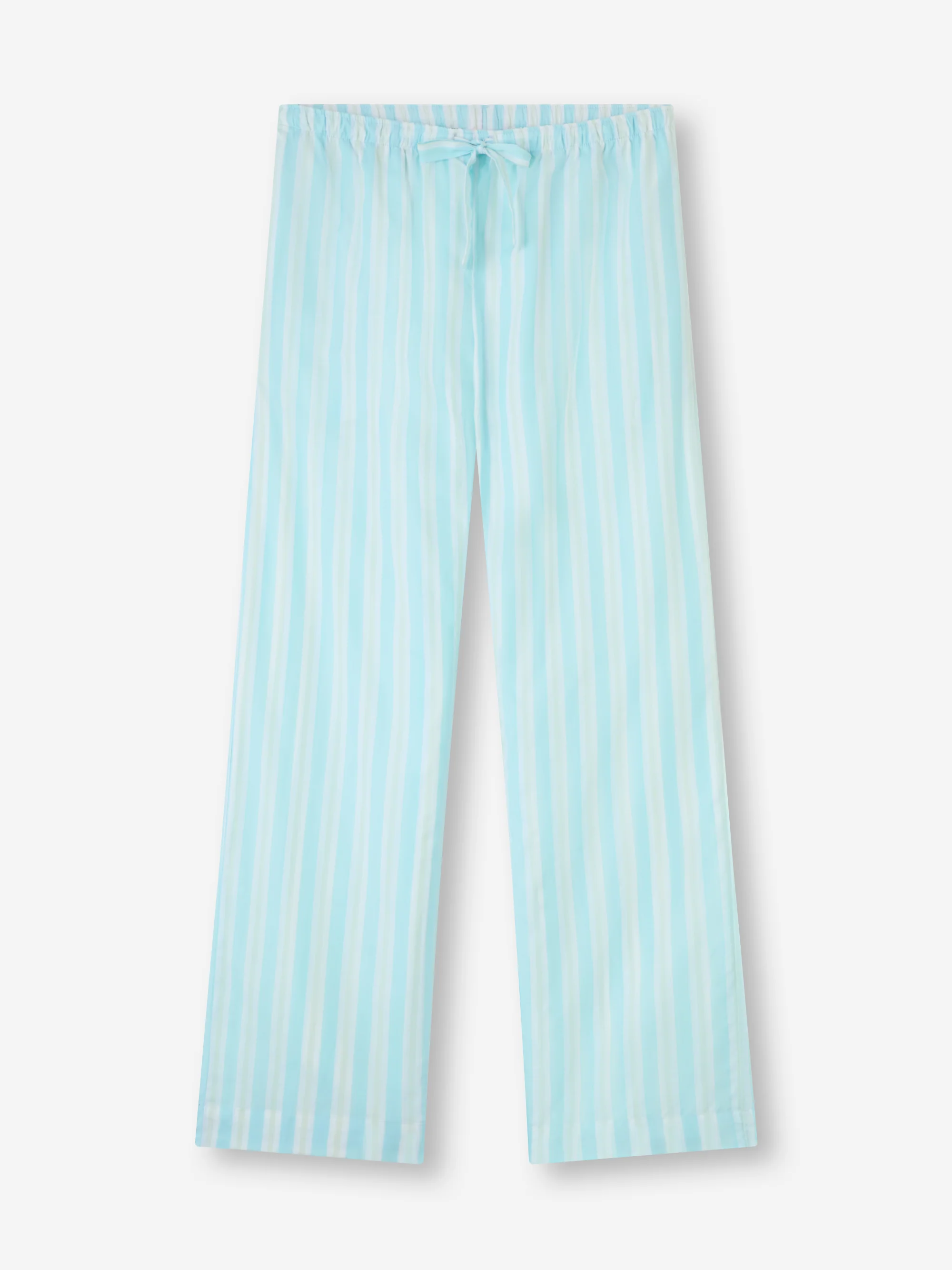 Women's Lounge Trousers Amalfi Cotton Batiste Aqua Blue Stripe - Image 5