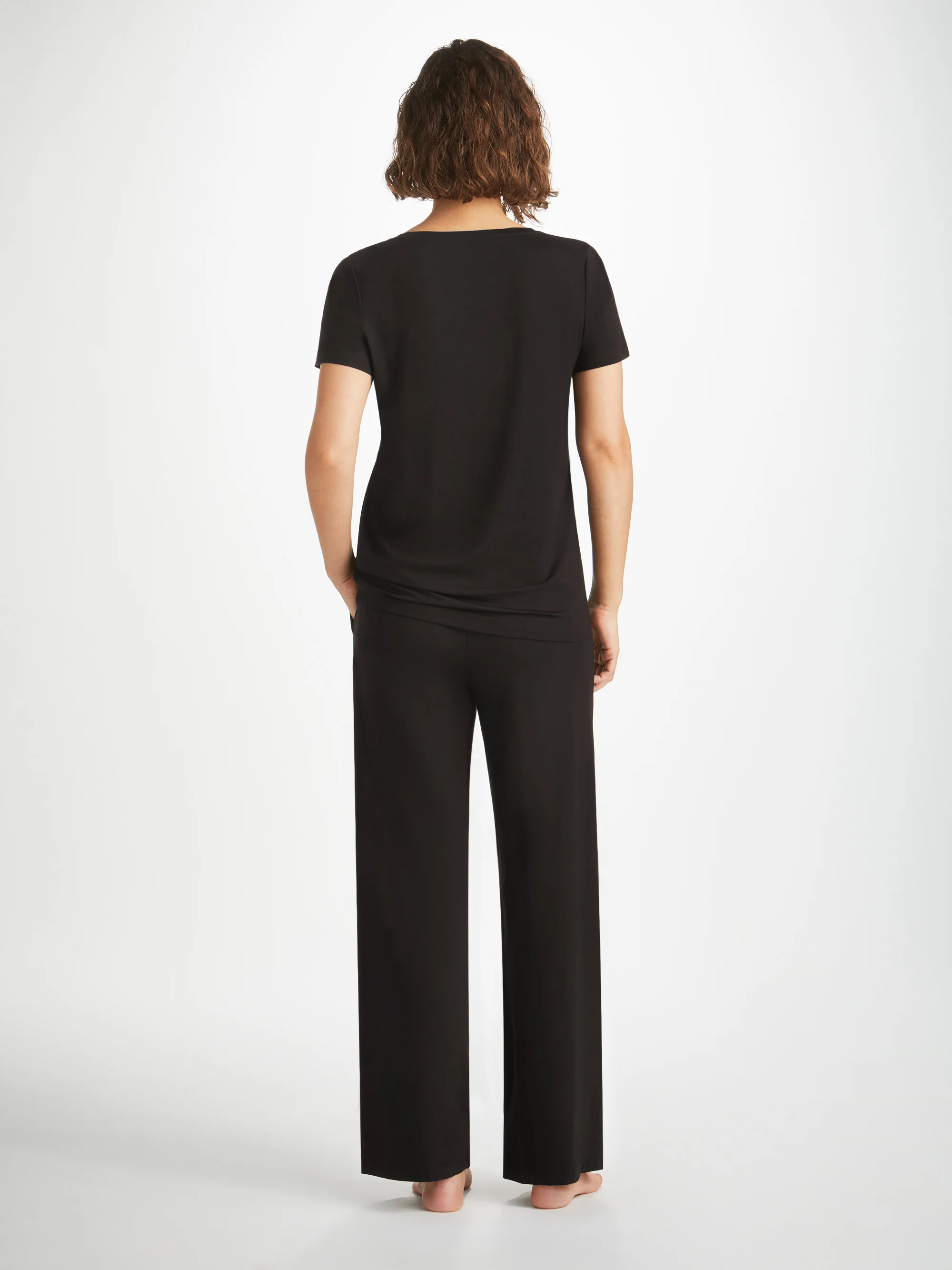 Women's Lounge Trousers Basel Micro Modal Stretch Black - Image 3