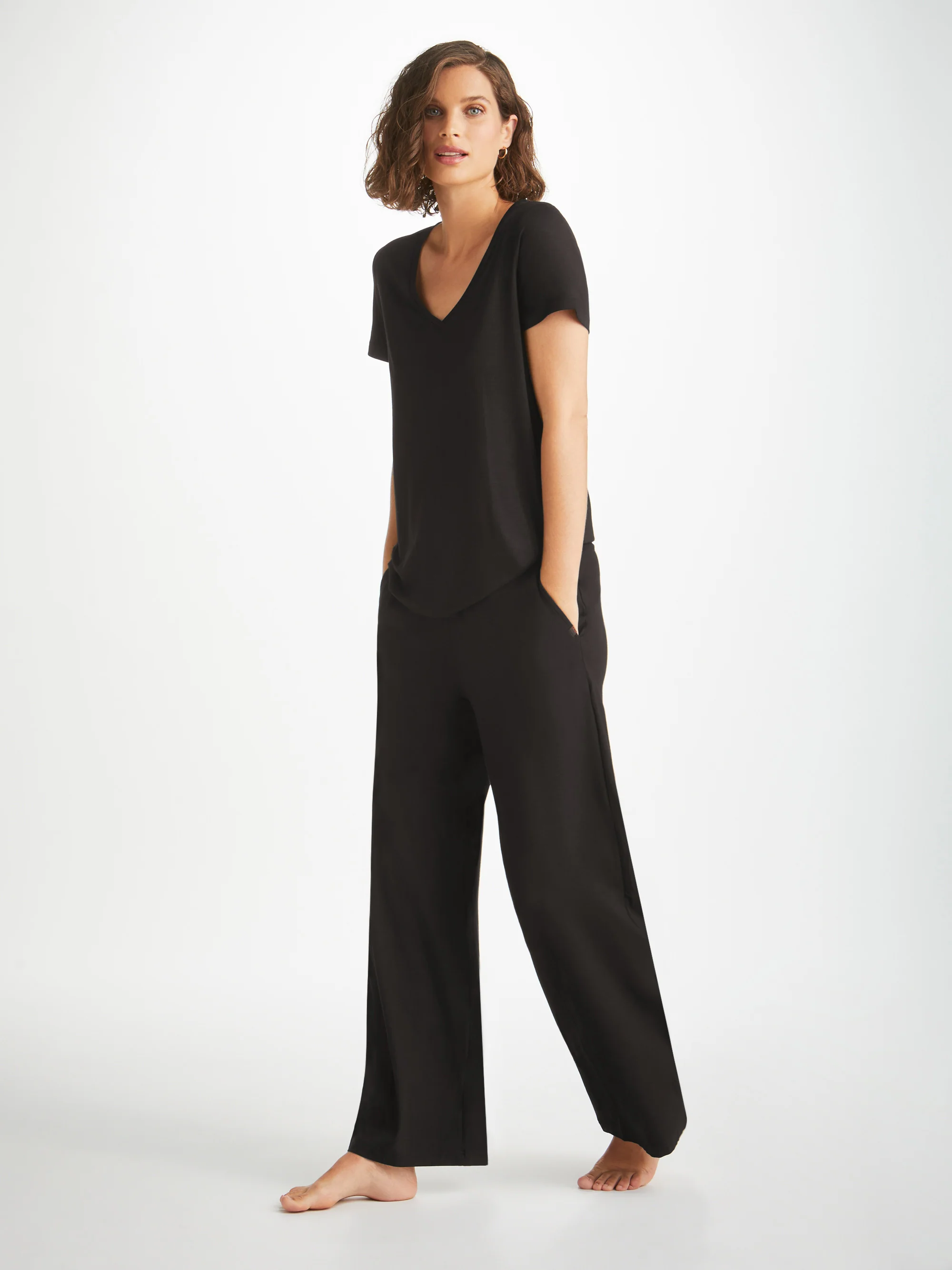 Women's Lounge Trousers Basel Micro Modal Stretch Black - Image 6