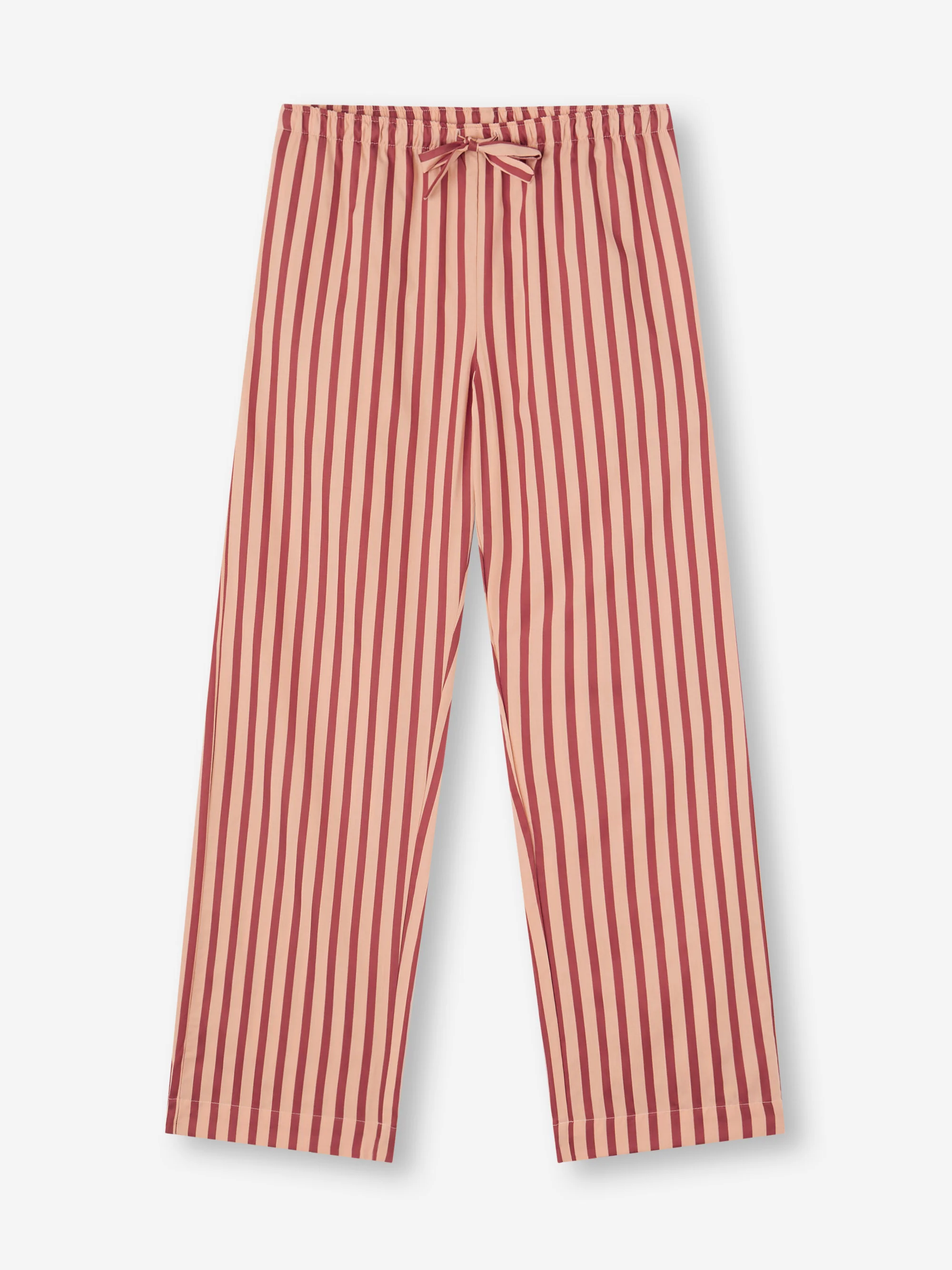 Women's Lounge Trousers Capri Cotton Batiste Red & Peach Stripe - Image 5