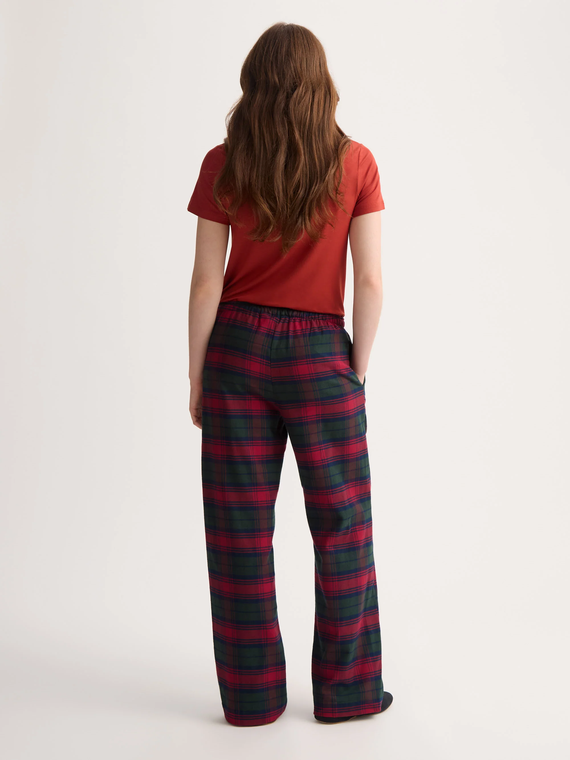 Women's Lounge Trousers Kelburn Brushed Cotton Burgundy Red & Green Check - Image 3