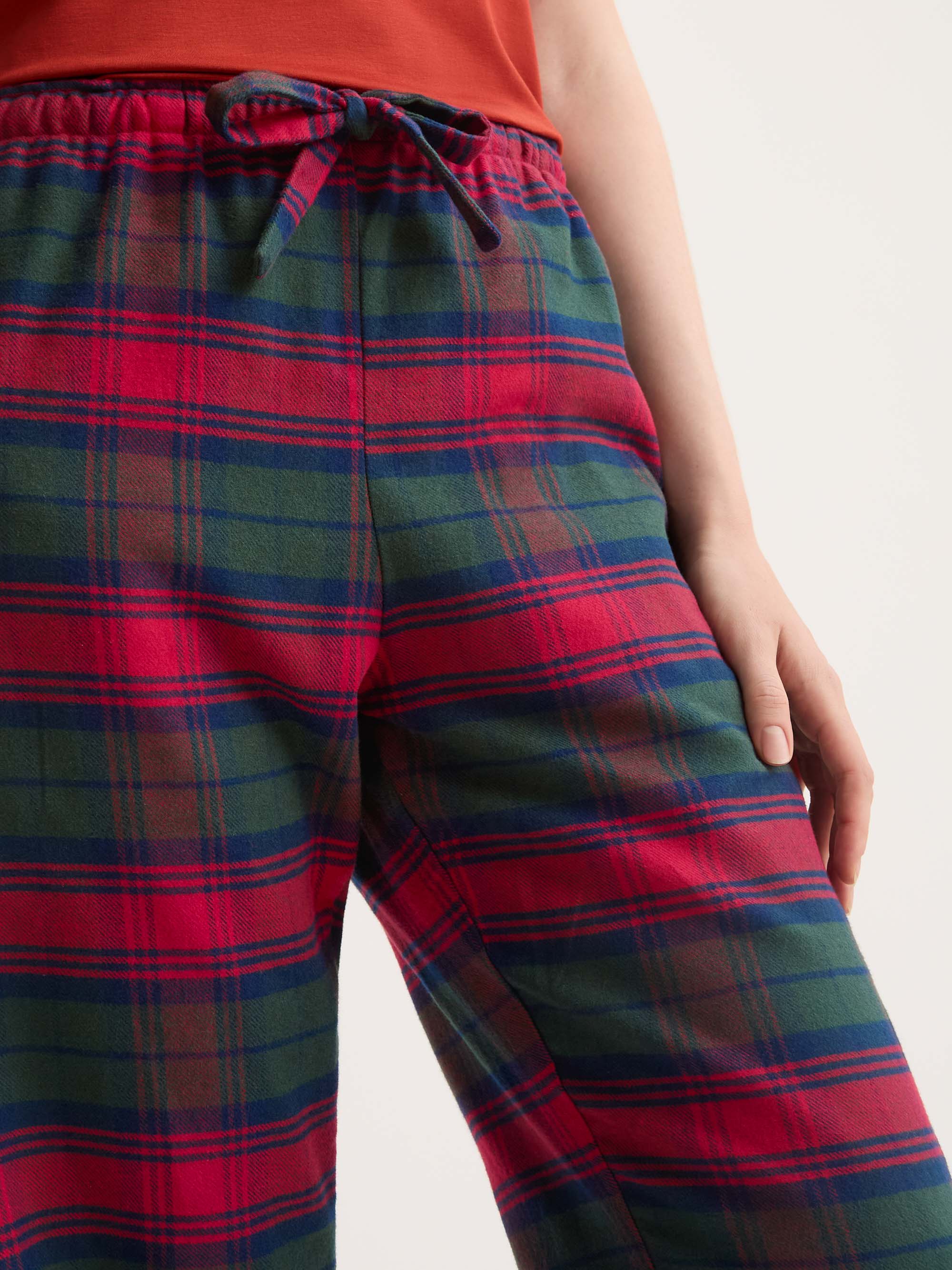 Women's Lounge Trousers Kelburn Brushed Cotton Burgundy Red & Green Check - Image 4