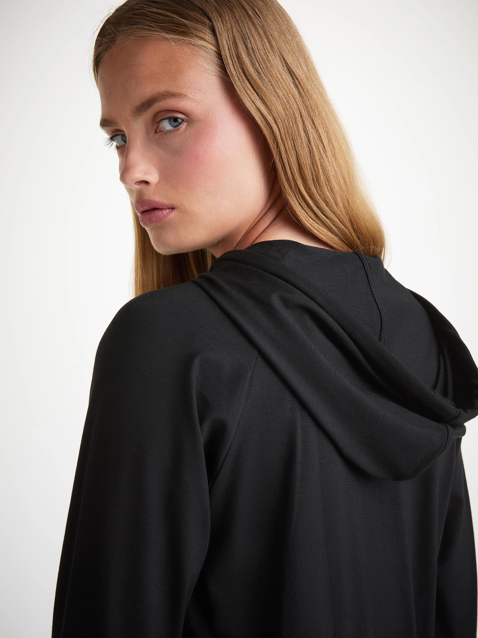 Women's Pullover Hoodie Basel Micro Modal Stretch Black - Image 4