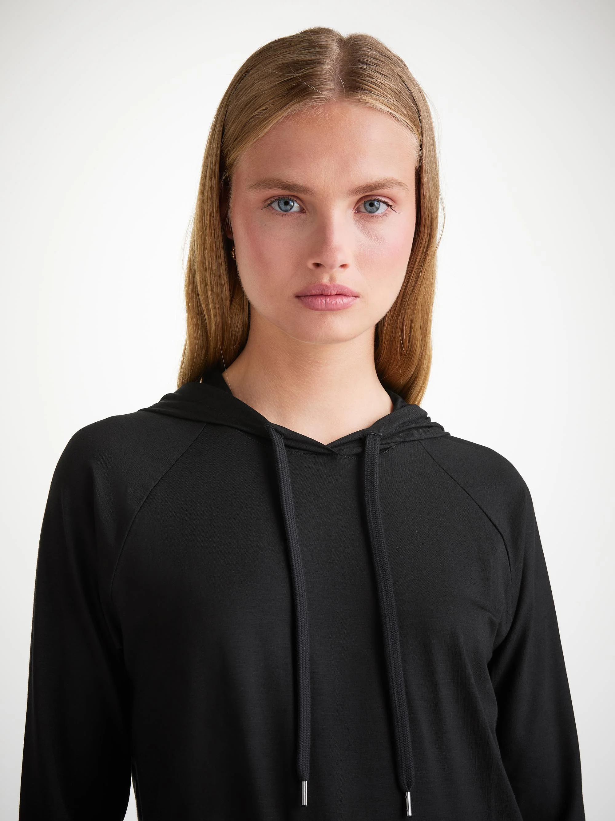 Women's Pullover Hoodie Basel Micro Modal Stretch Black - Image 5