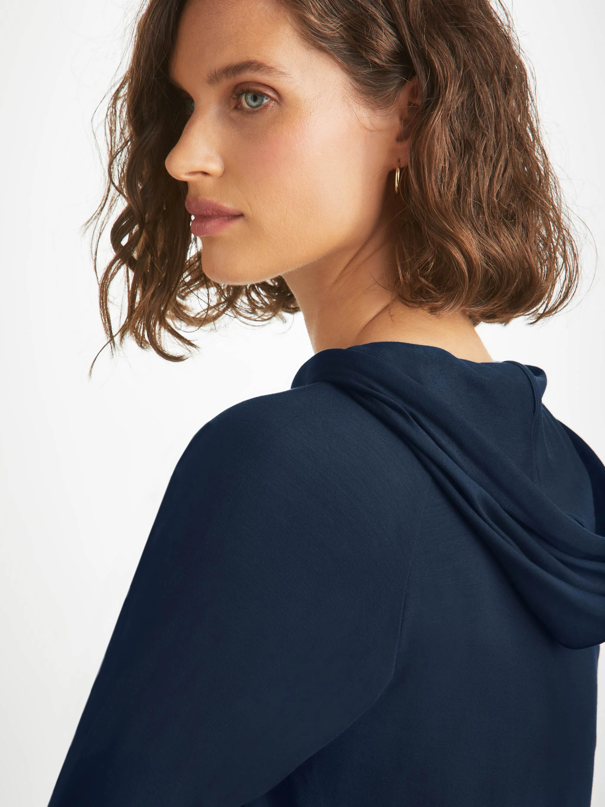 Women's Pullover Hoodie Basel Micro Modal Stretch Navy - Image 4