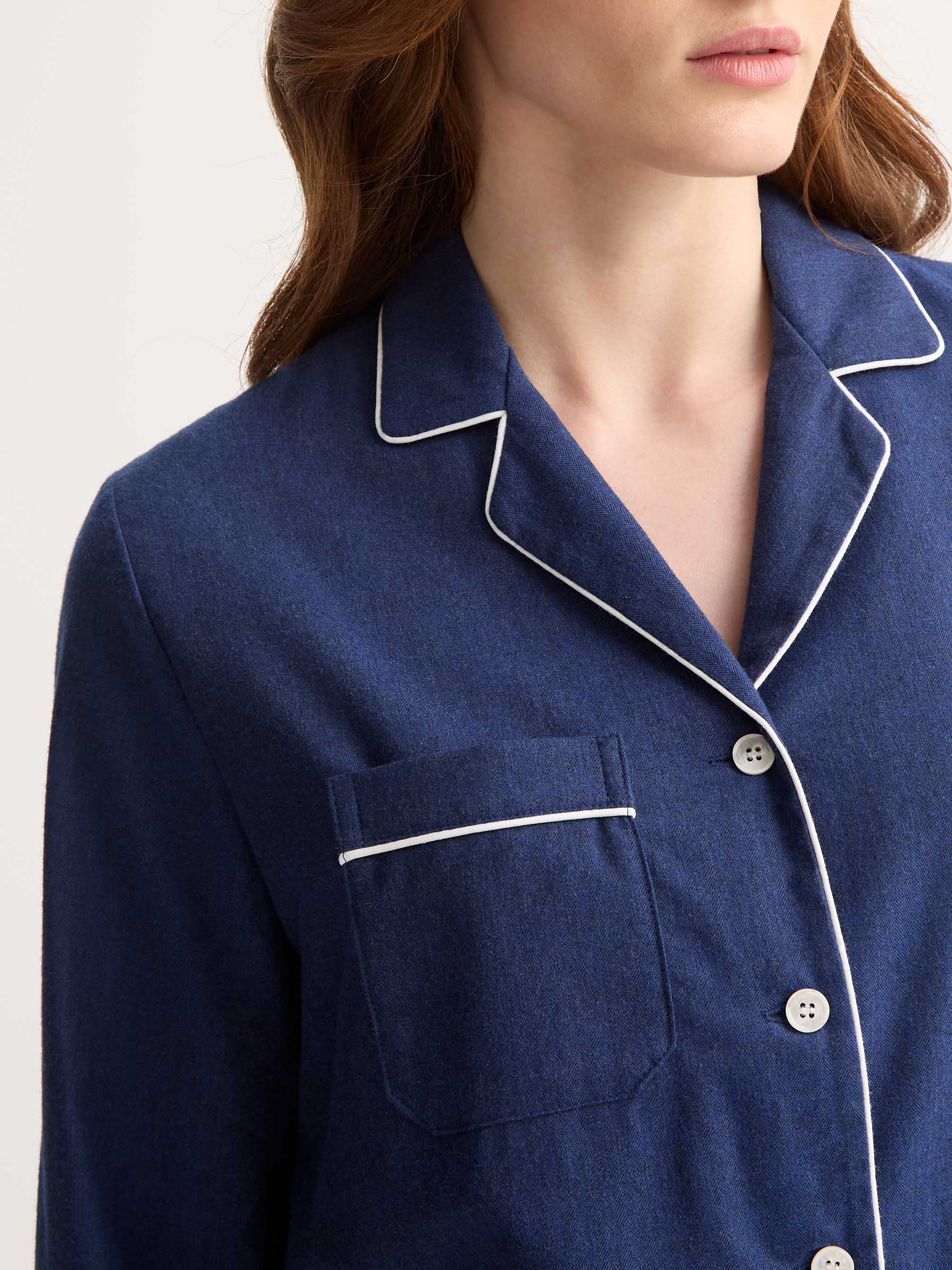 Women's Pyjamas Balmoral 3 Brushed Cotton Navy - Image 4
